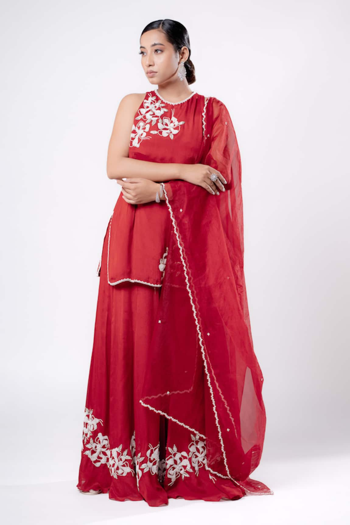 Harshita Jain Floral Hand Embroidered Kurta Sharara Set