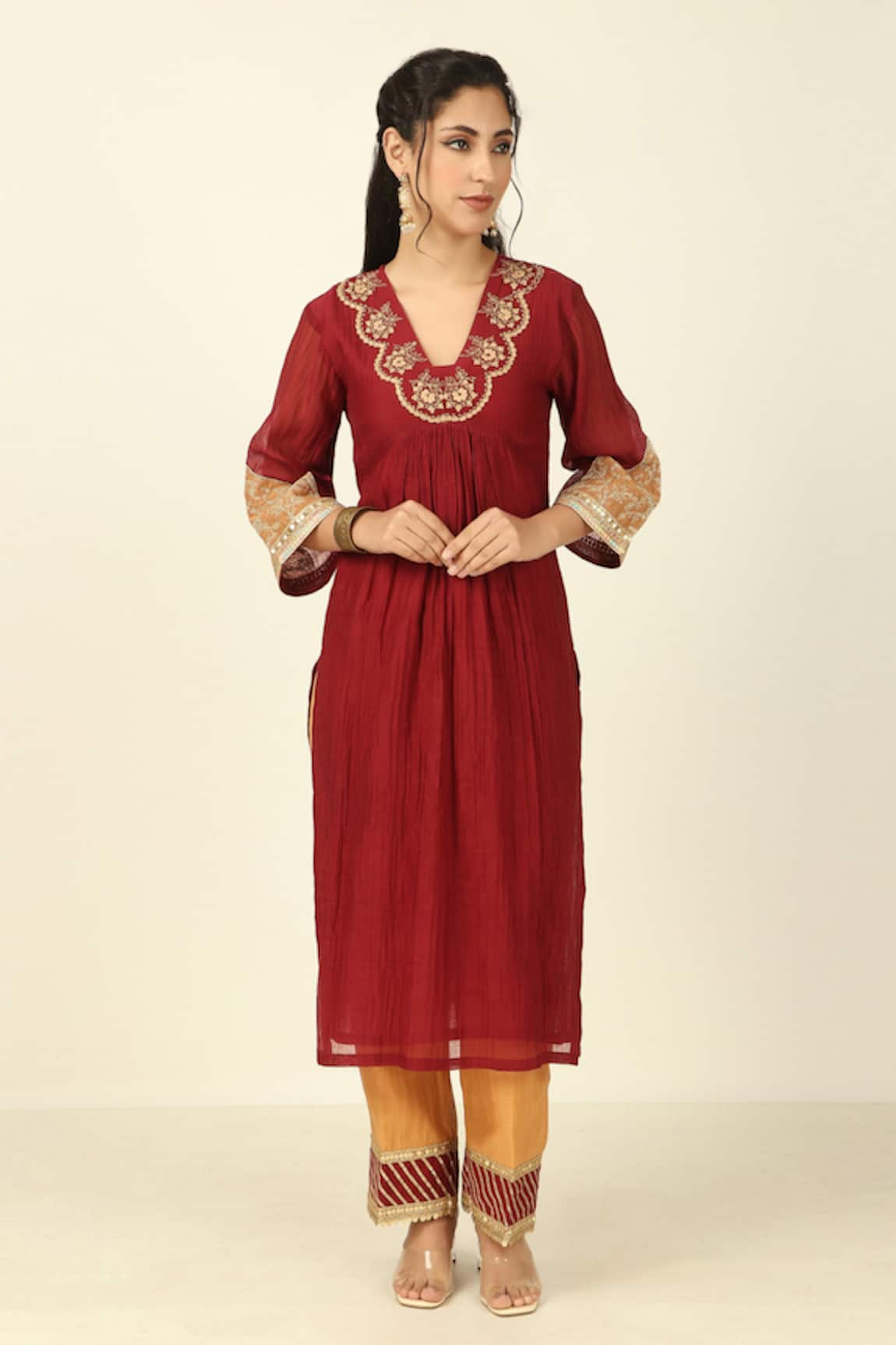 Tashee Chanderi Straight Kurta With Pant