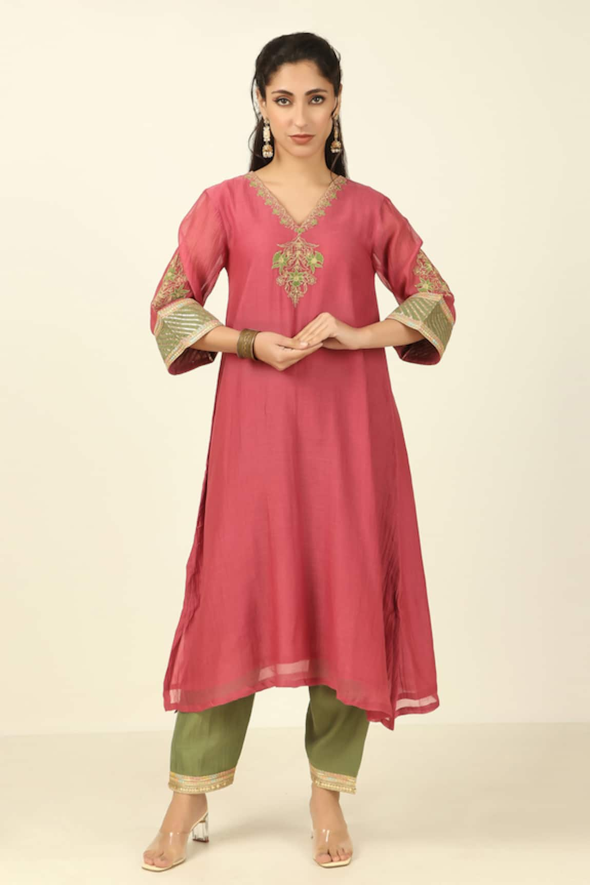 Tashee Chanderi Straight Fit Kurta With Pant