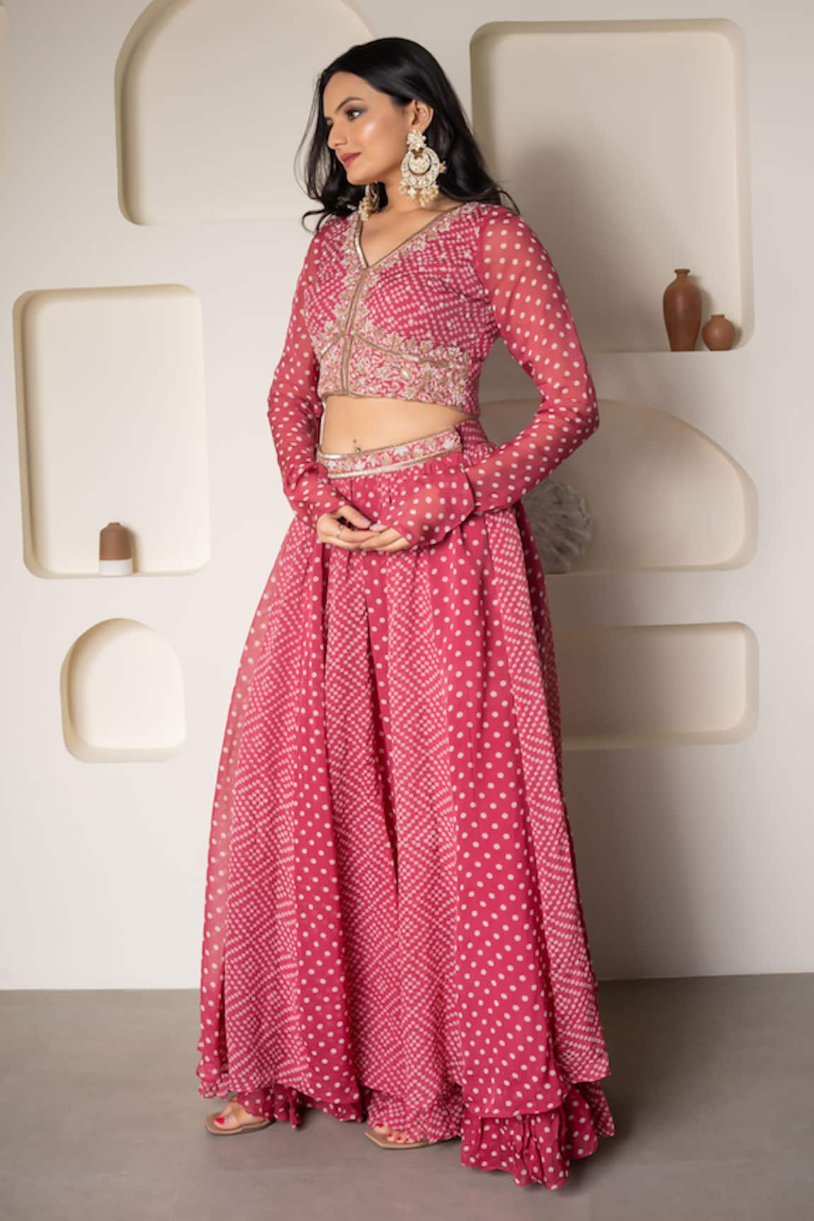 saangi by shubhangi Bandhani Print Blouse & Lehenga Set