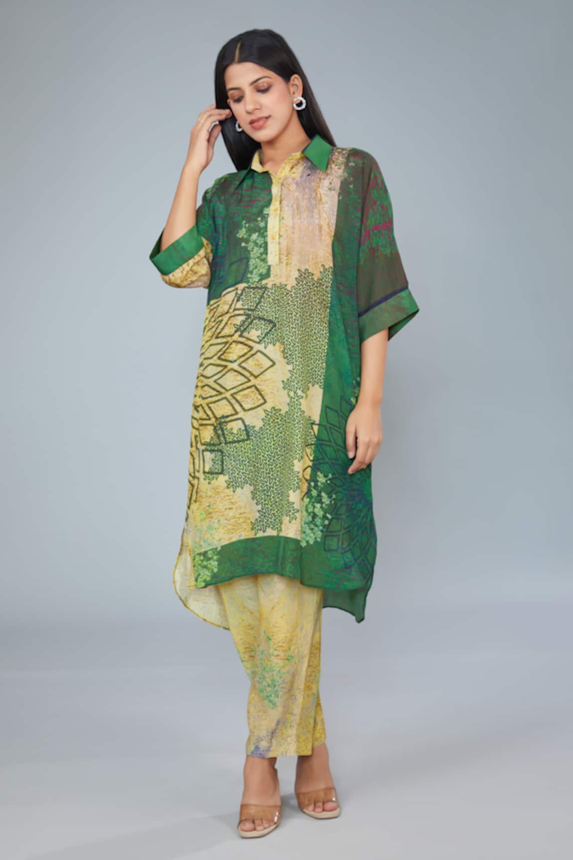 Kahani Lush Cotton Silk Printed Shirt Kurta & Pant Set