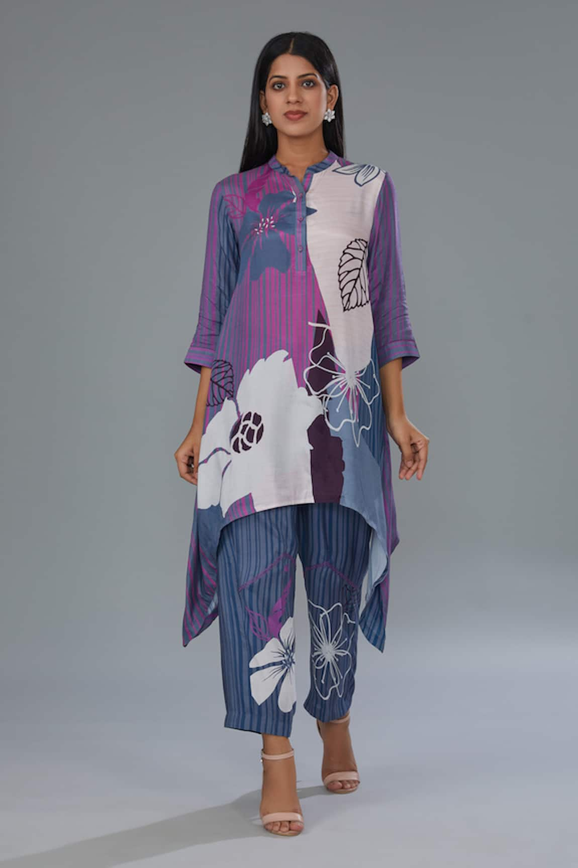 Kahani Lush Leaf Print Shirt Kurta & Pant Set