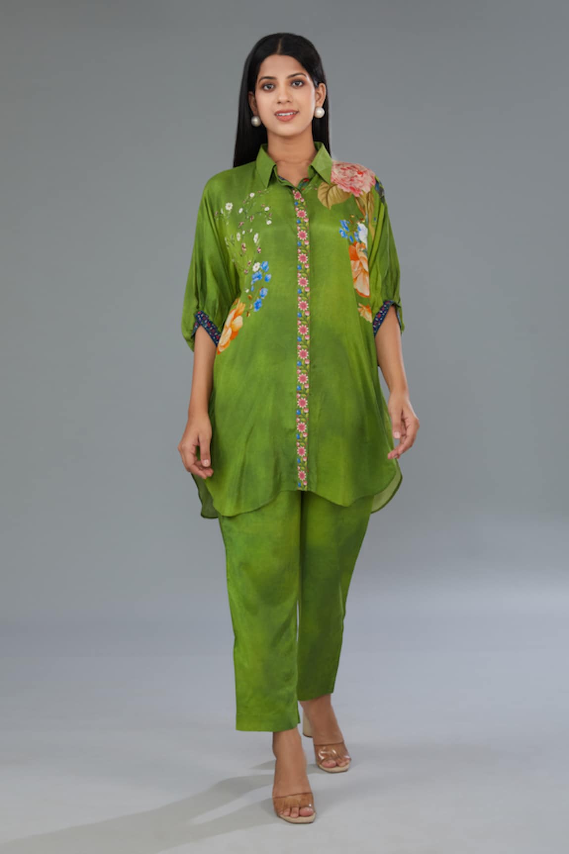 Kahani Lush Botanical Print Shirt Kurta & Pant Set