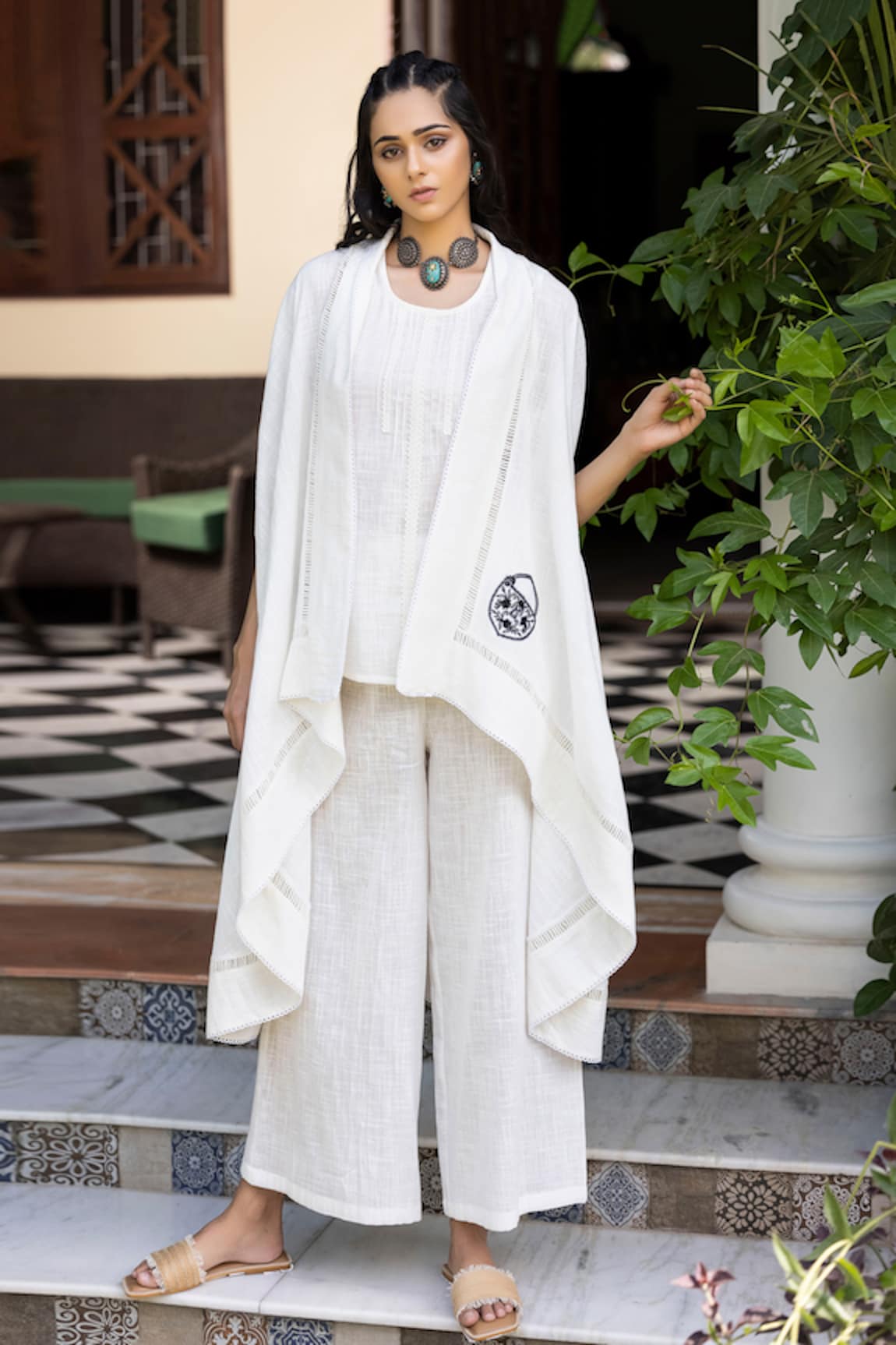 Kahani Lush Lock Embroidered Shrug & Palazzo Co-ord Set