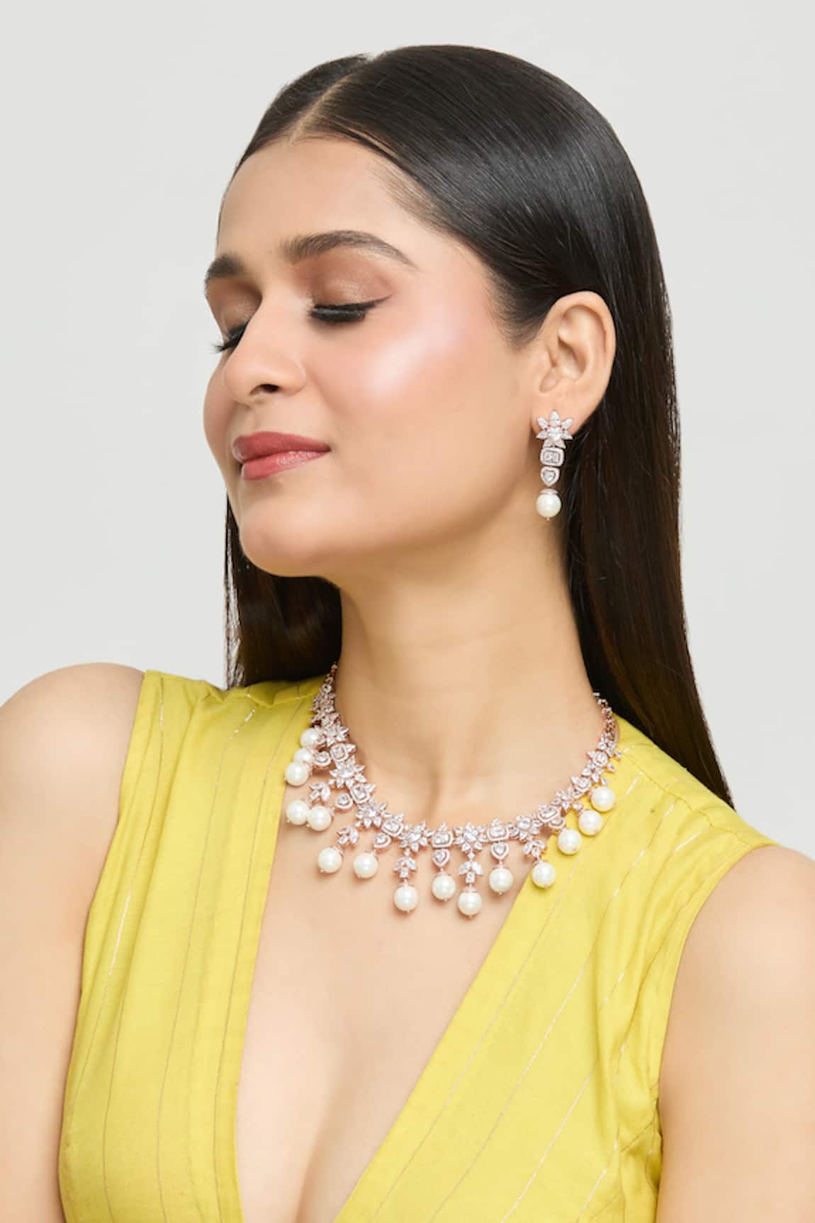 Moh-Maya By Disha Khatri Glorious Floret Moissanite Encrusted Jewellery Set
