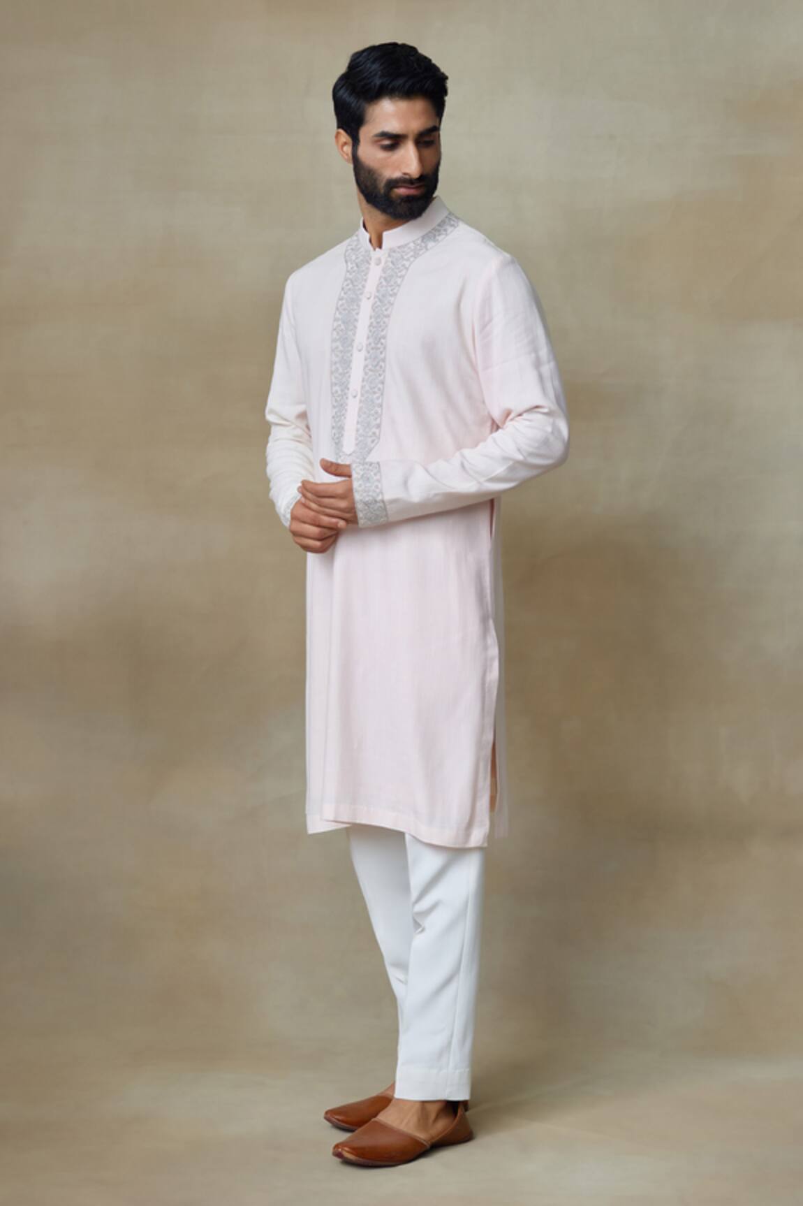 SHASHA GABA Zari Embellished Yoke Silk Kurta 