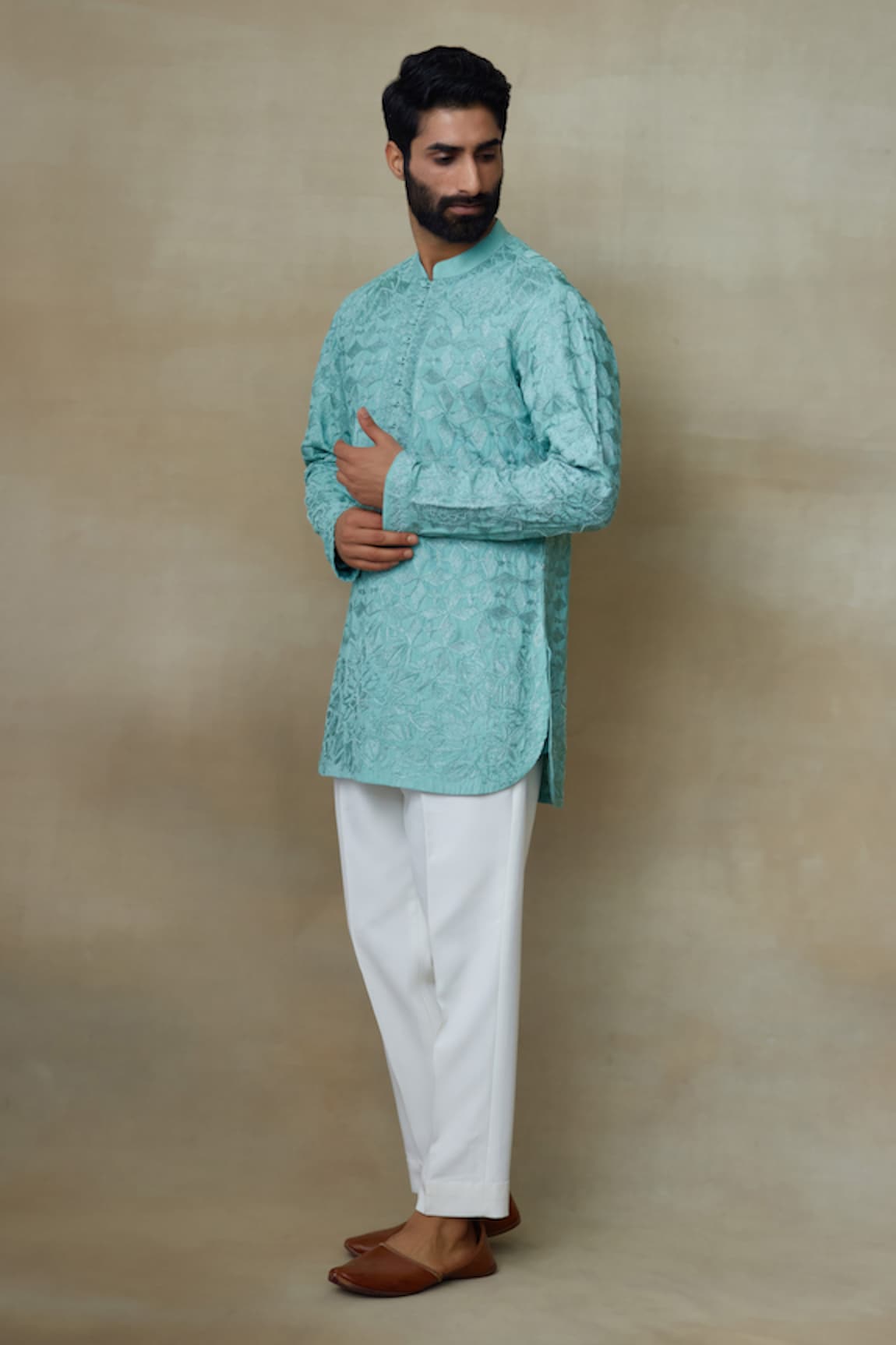 SHASHA GABA Floral Resham Work Short Kurta