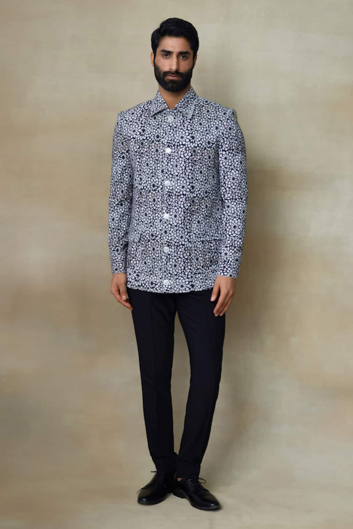 SHASHA GABA Silk Geometric Print Shirt