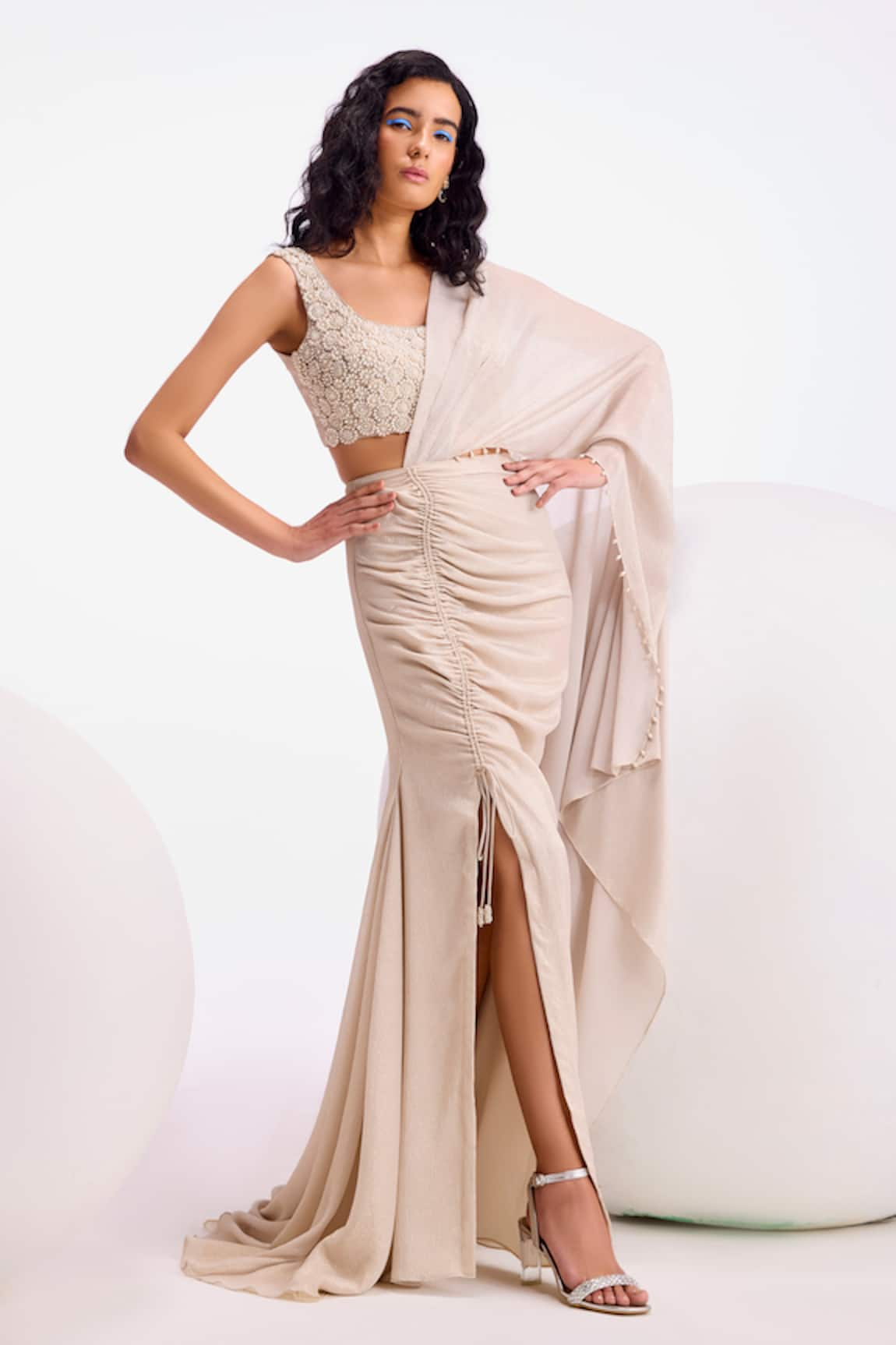 Namrata Joshipura Zenobia Shimmer Pre-Draped Saree With Blouse