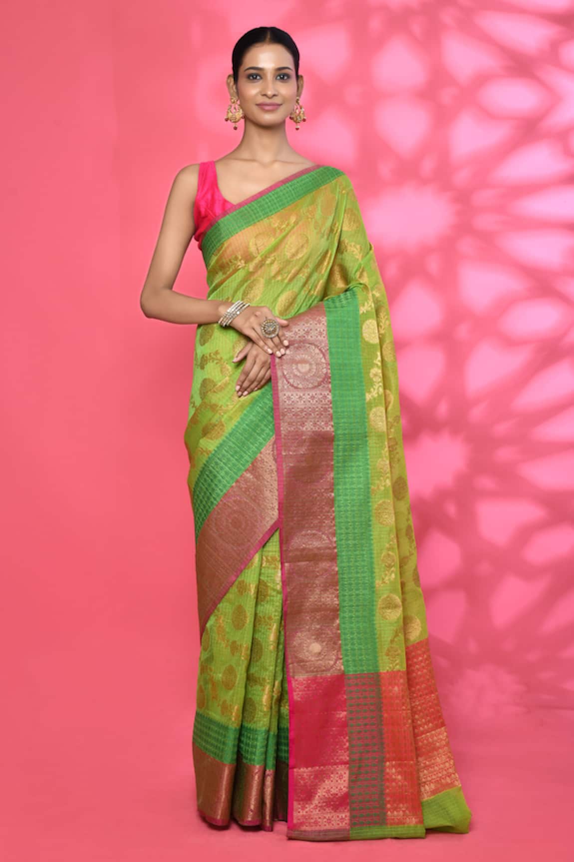 Nazaakat by Samara Singh Floral Butti Pattern Saree With Running Blouse Piece