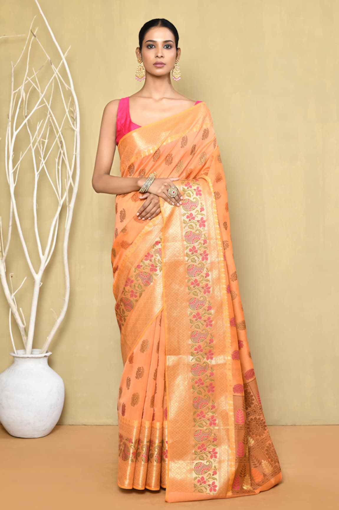 Nazaakat by Samara Singh Flower Butti Pattern Saree With Running Blouse