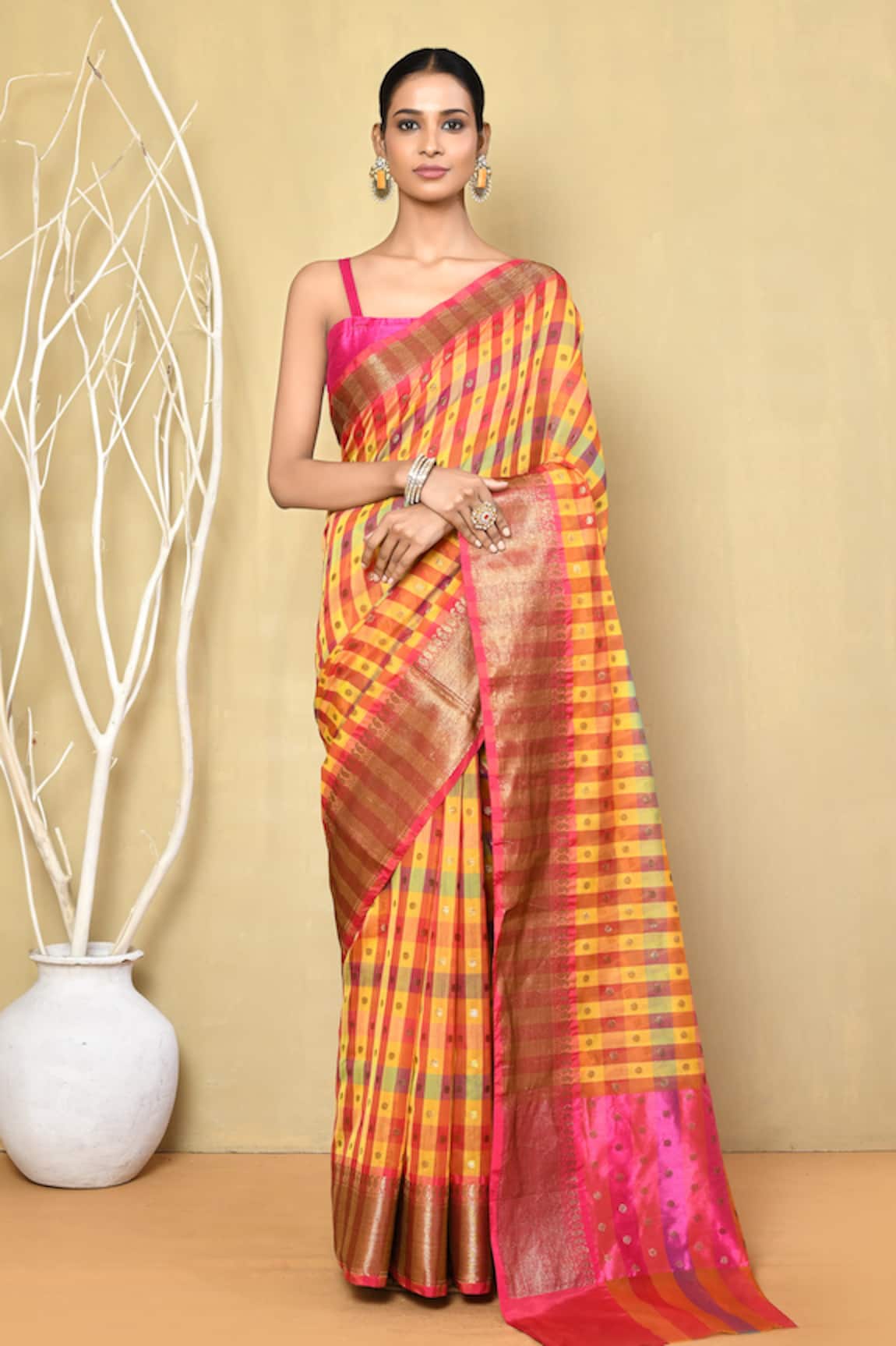 Nazaakat by Samara Singh Stripe Pattern Saree With Running Blouse