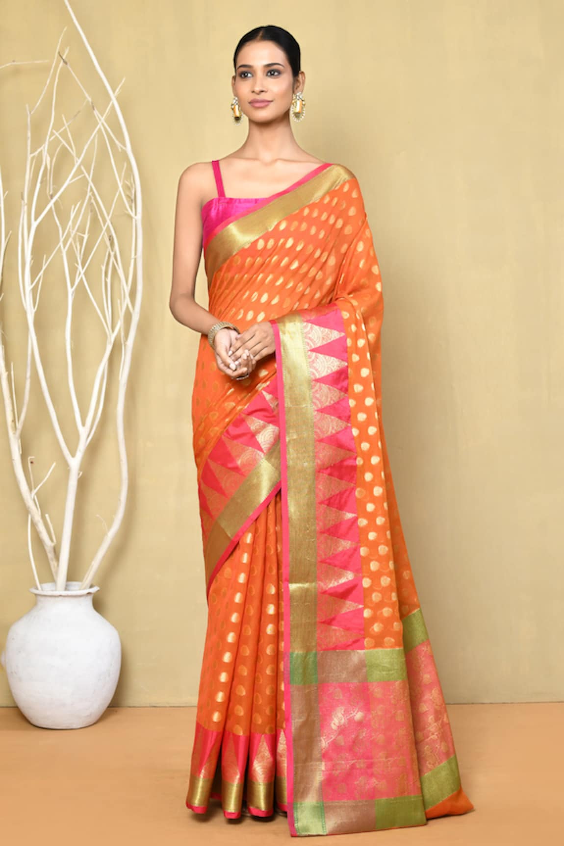 Nazaakat by Samara Singh Tear Drop Woven Saree With Running Blouse