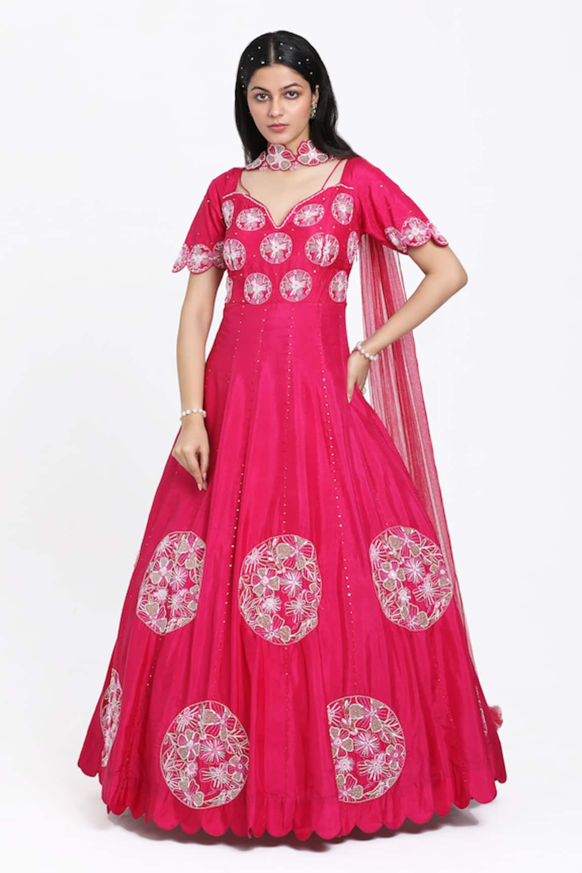 Nitisha Kashyap Official Cutdana Embroidered Anarkali With Dupatta