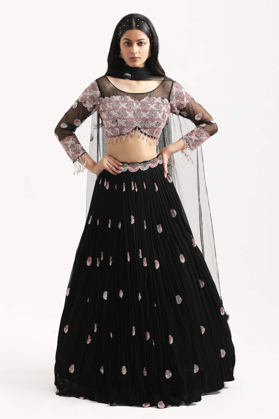 Nitisha Kashyap Official Bead Circle Embroidered Lehenga Set