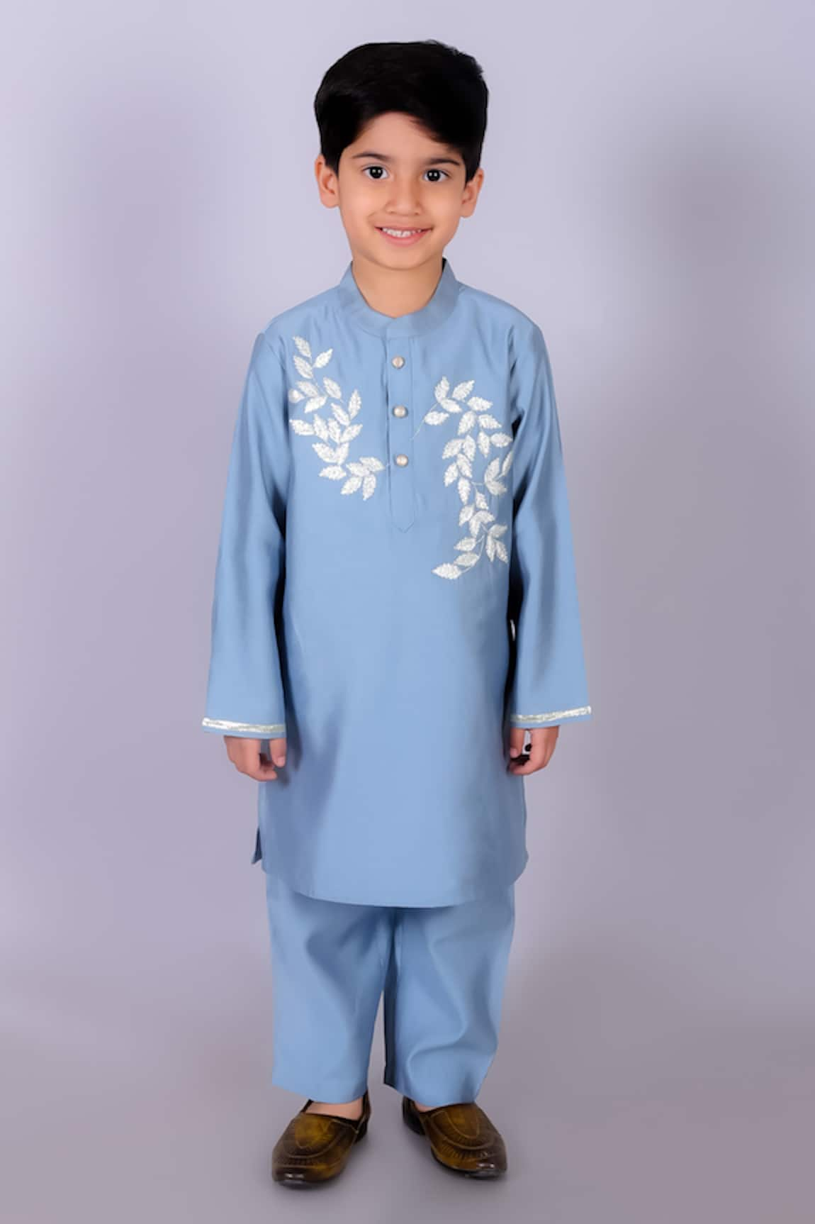 LIL DRAMA Floral Placement Embroidered Kurta & Pant Set