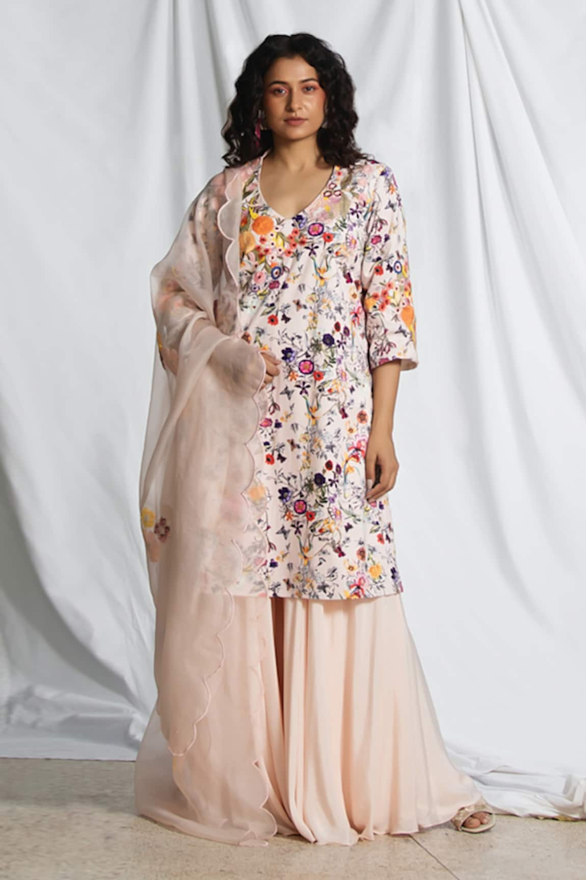 Pooja Bagaria Gardenia Print Kurta Palazzo Set