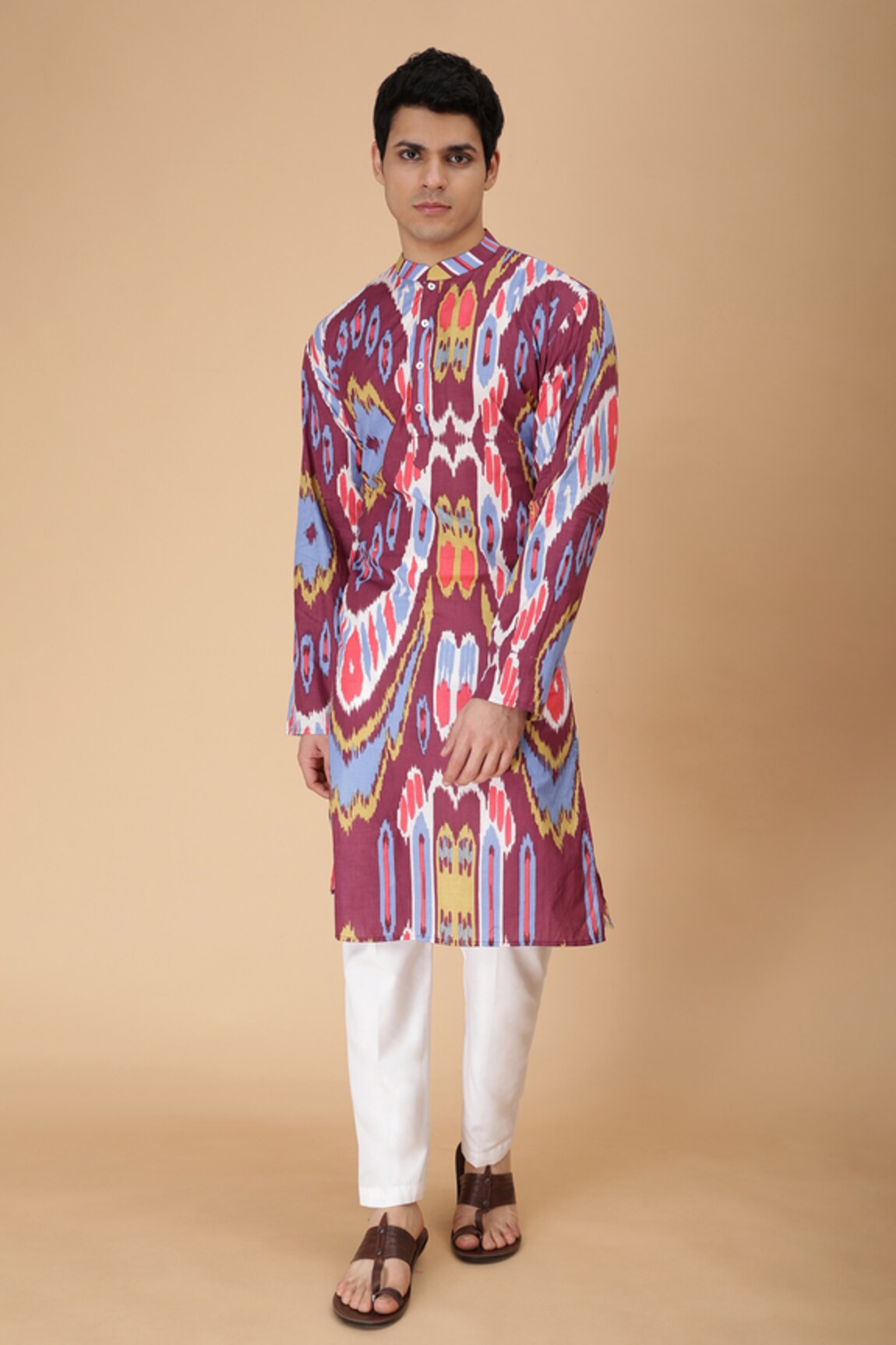 THE COTTON STAPLE Merlot Cotton Printed Kurta