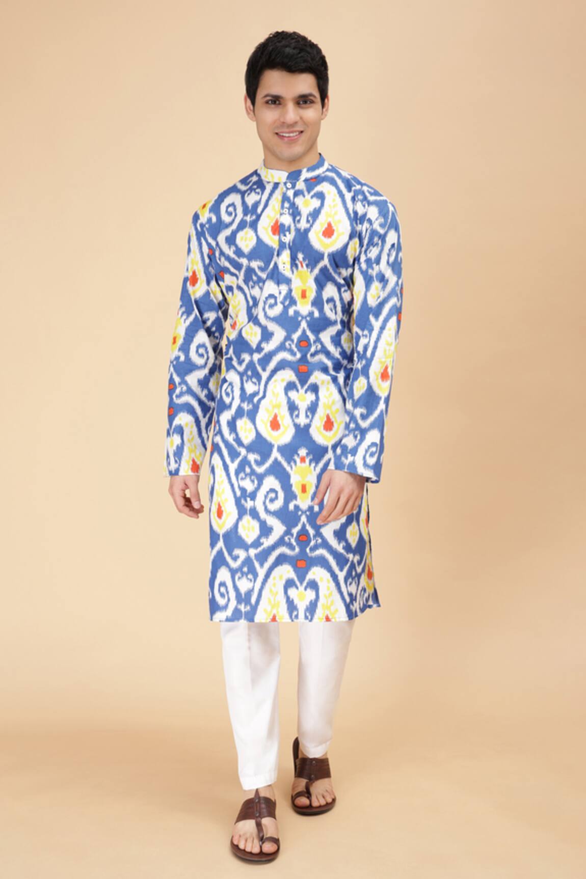 THE COTTON STAPLE Island Ikat Print Kurta