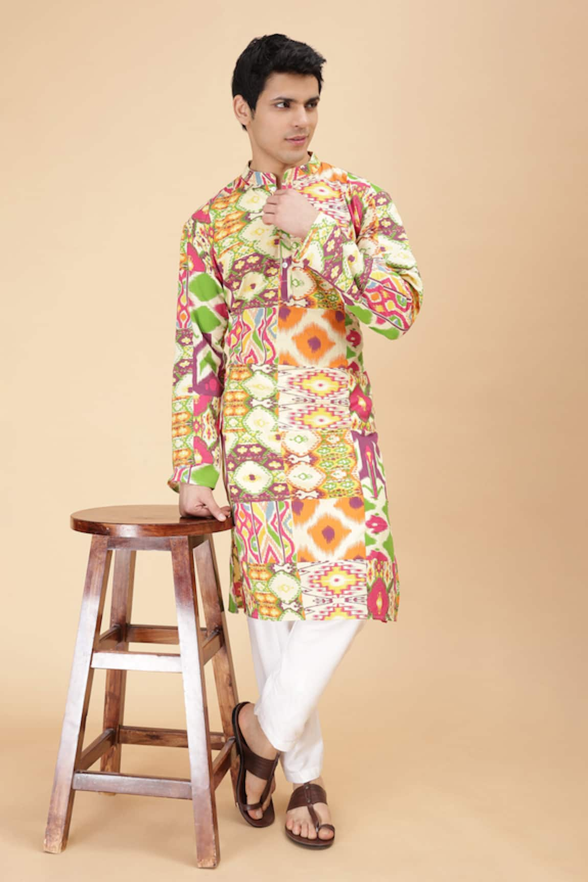 THE COTTON STAPLE Biome Ikat Print Kurta