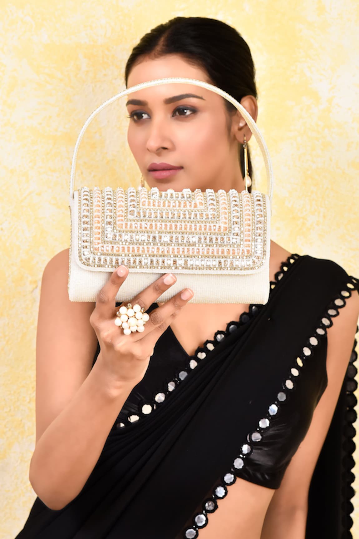 Kreivo by Vamanshi Damania Bead & Crystal Embellished Envelope Bag