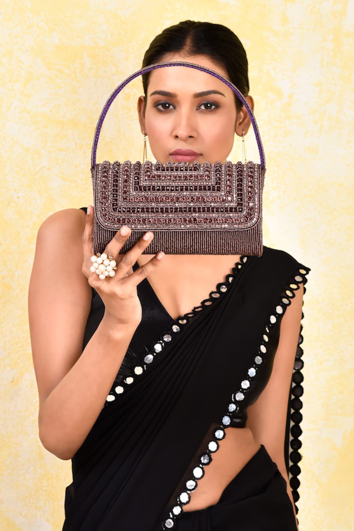 Kreivo by Vamanshi Damania Crystal & Bead Embellished Envelope bag