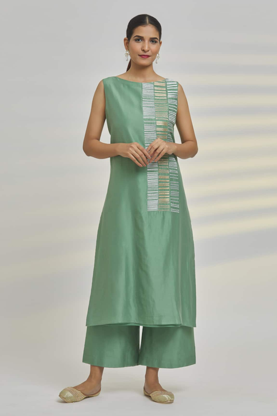 Taika by Poonam Bhagat Chanderi Striped Kurta & Pant Set