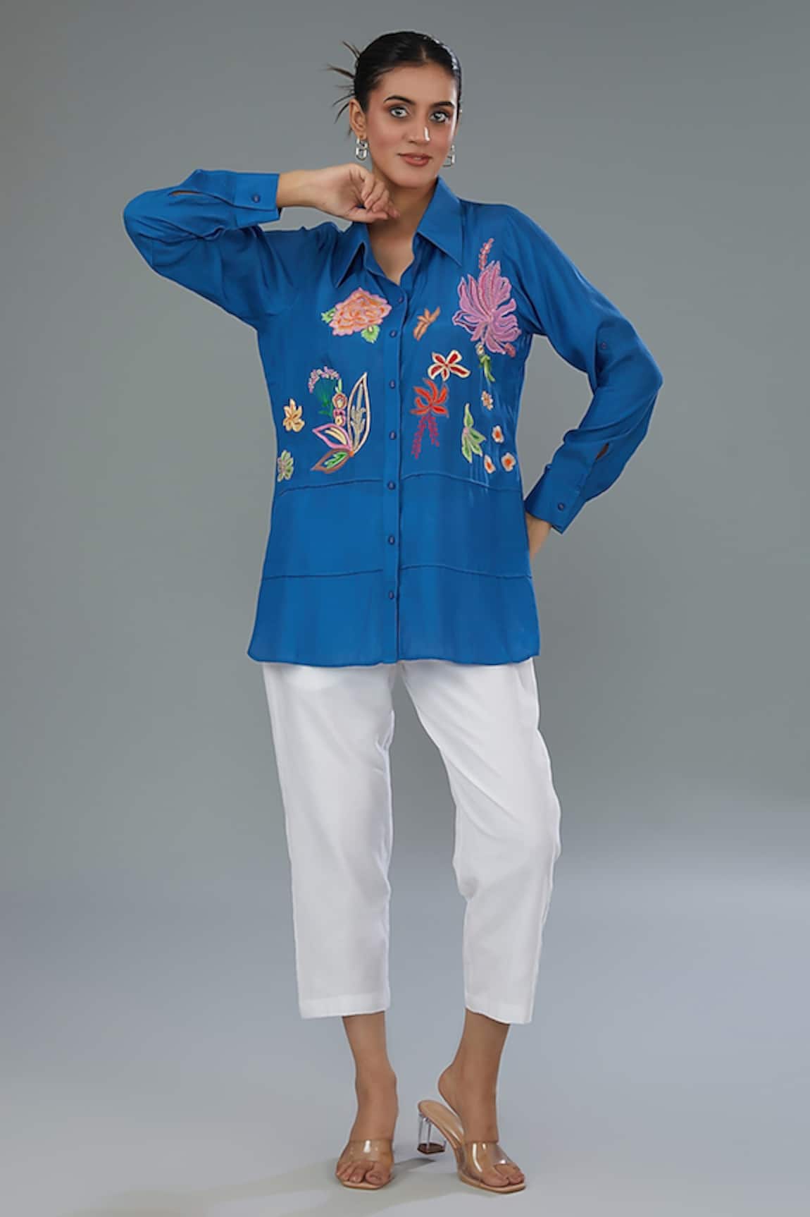 Kahani Lush Floral Embroidered Shirt
