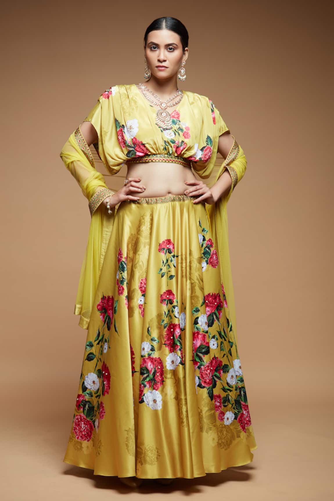 NIRRAAMYAA Floral Bloom Print Lehenga Set