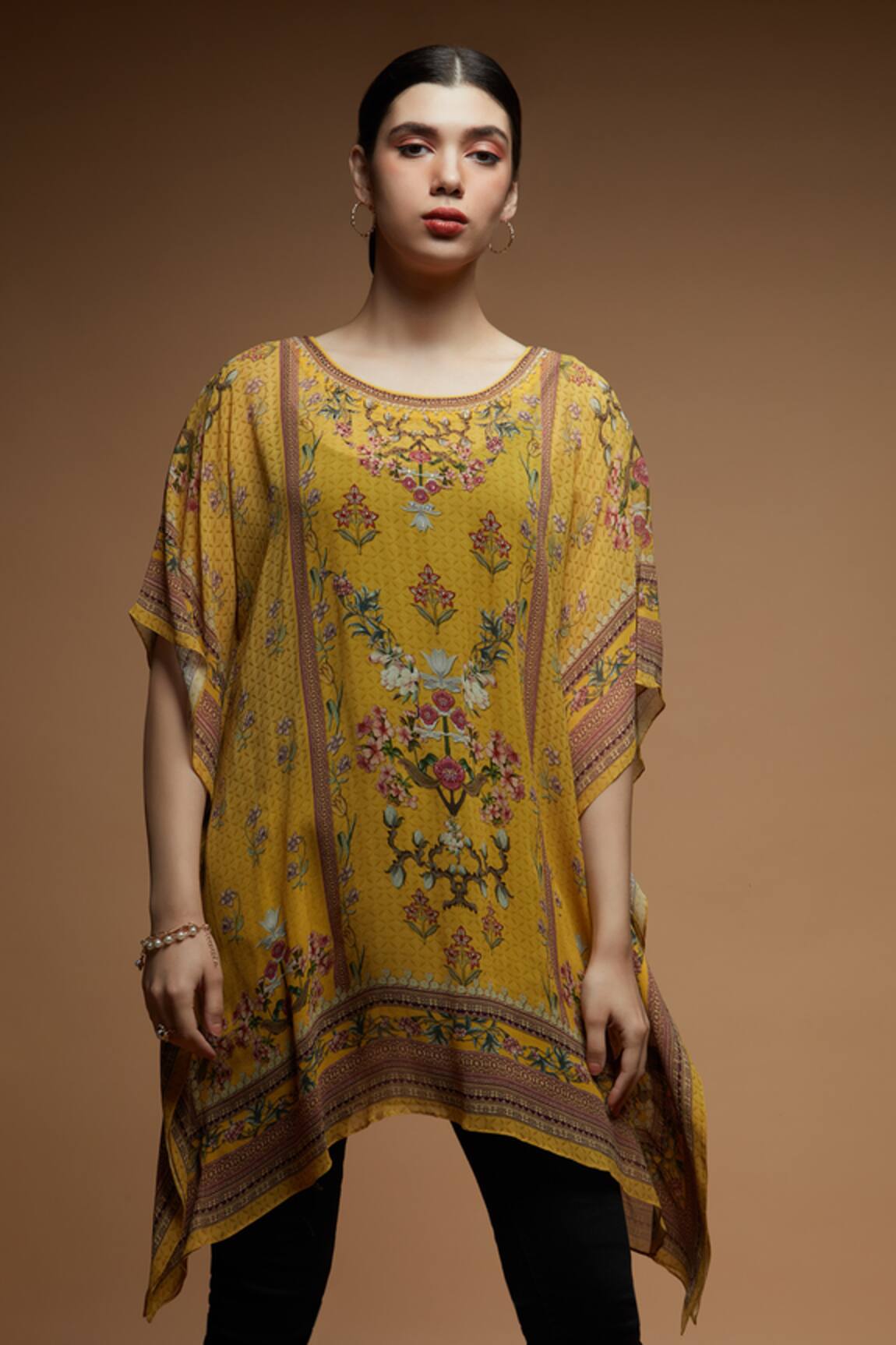 NIRRAAMYAA Flower Blossom Print Short Kaftan