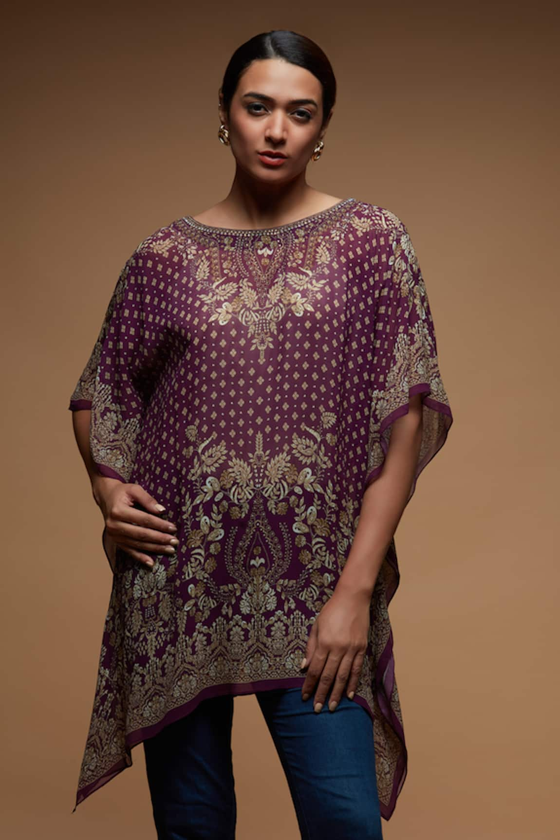 NIRRAAMYAA Flower Mandala Print Short Kaftan