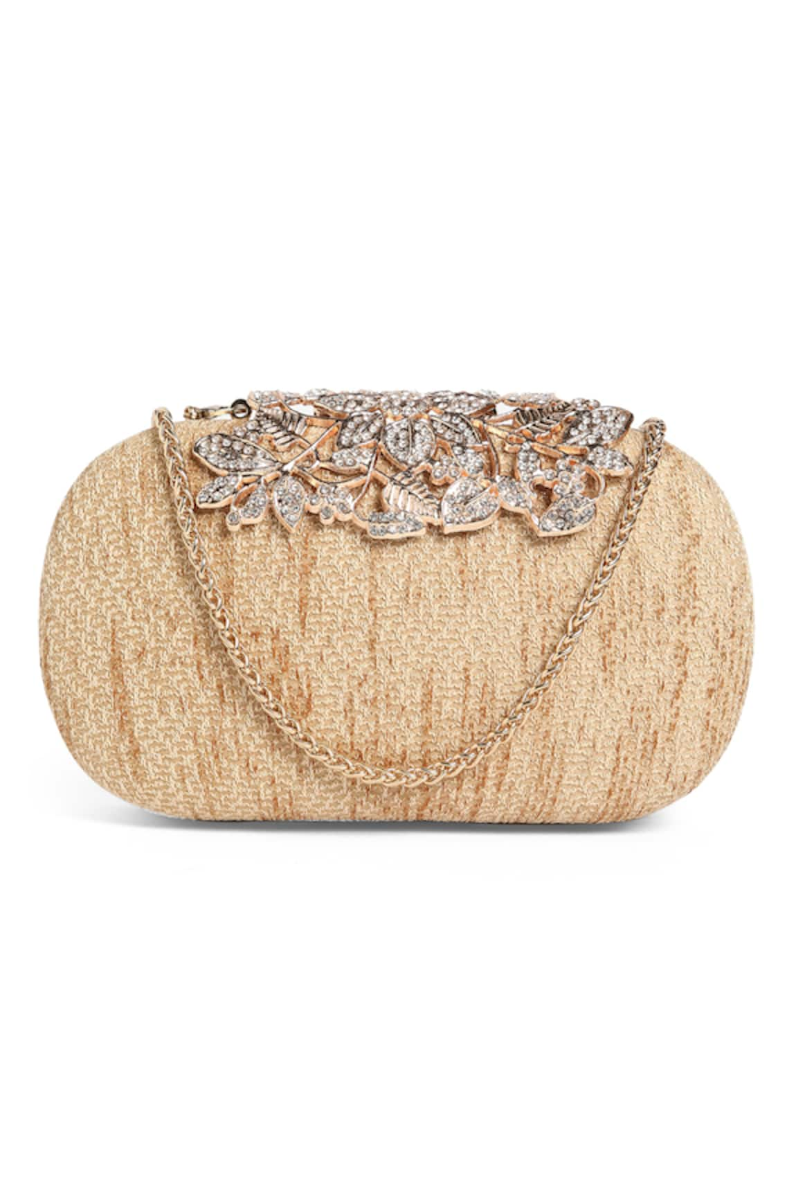 Richa Gupta Textured Bejewelled Clasp Clutch