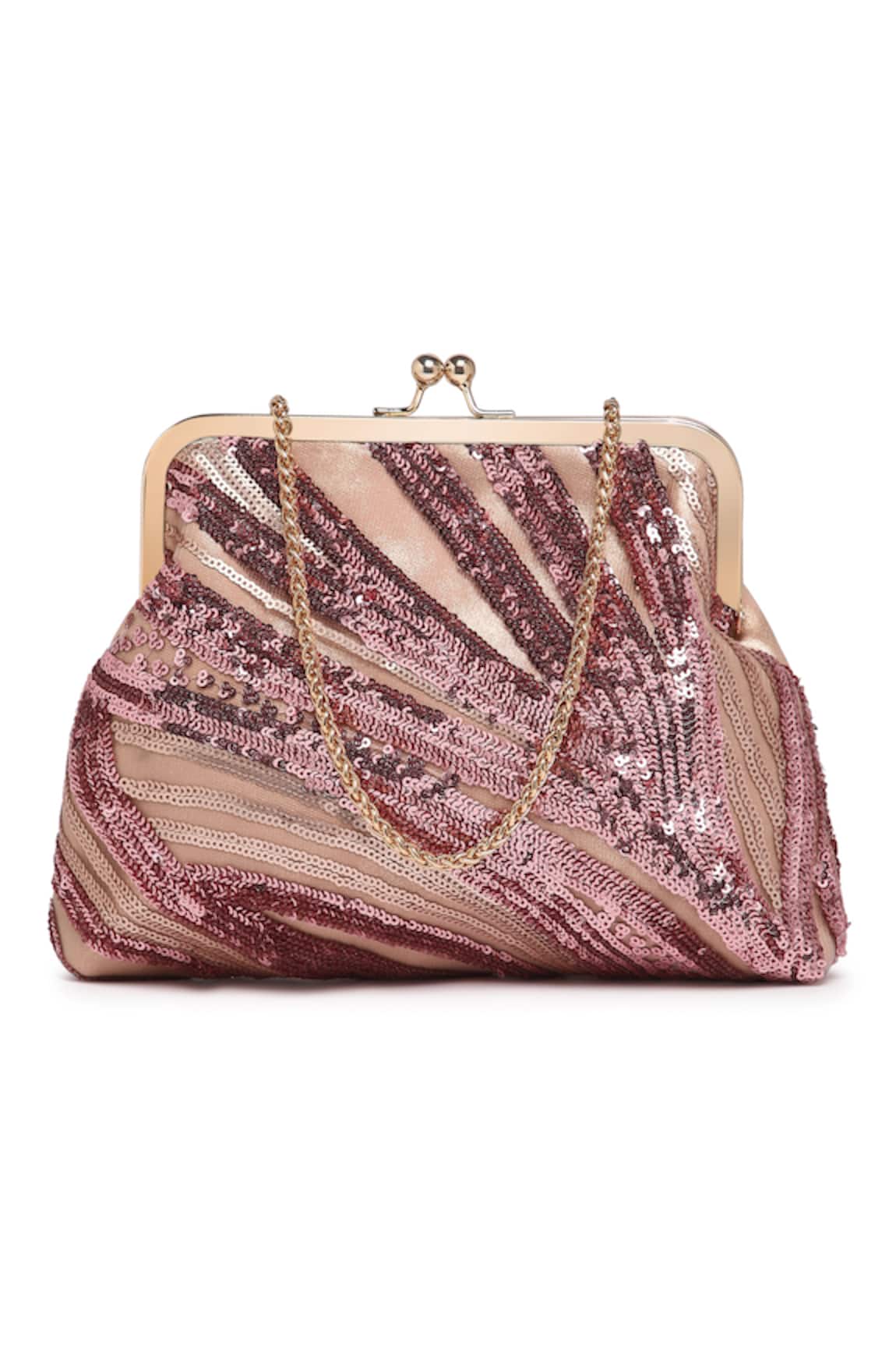 Richa Gupta Suede Sequin Embellished Pouch Clutch