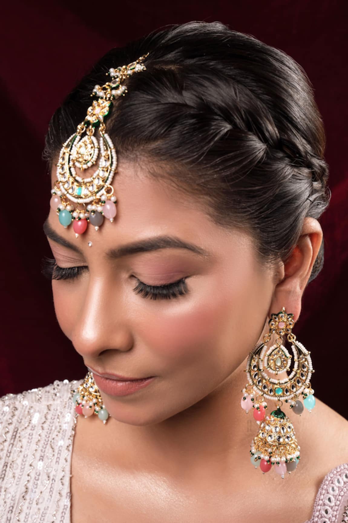 Anana Ishita Stone Embellished Maangtikka & Earrings Set