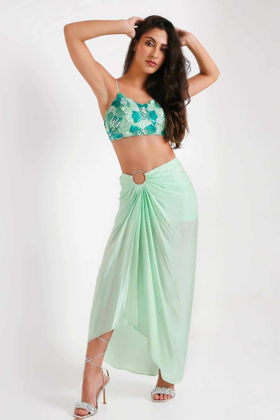 Disha Kahai Kendall Draped Skirt Set