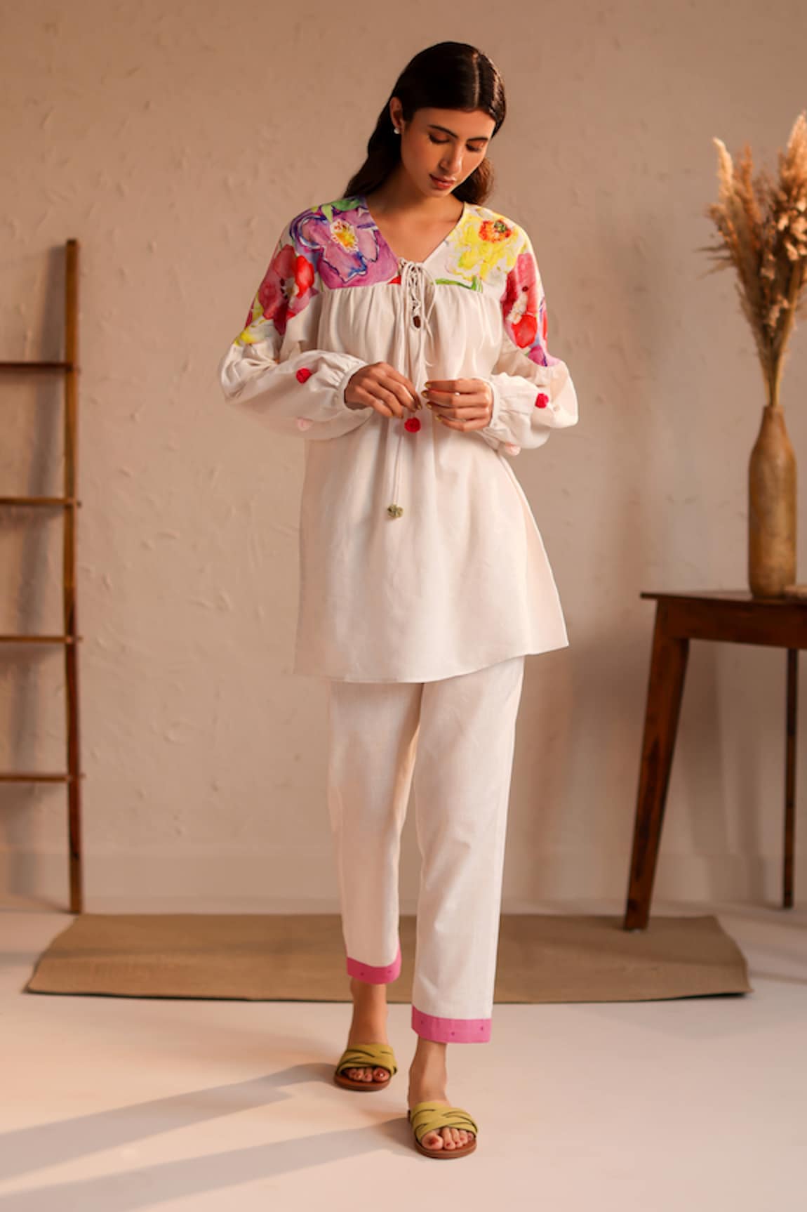 ROZA Amalfi Floral Pattern Linen Tunic