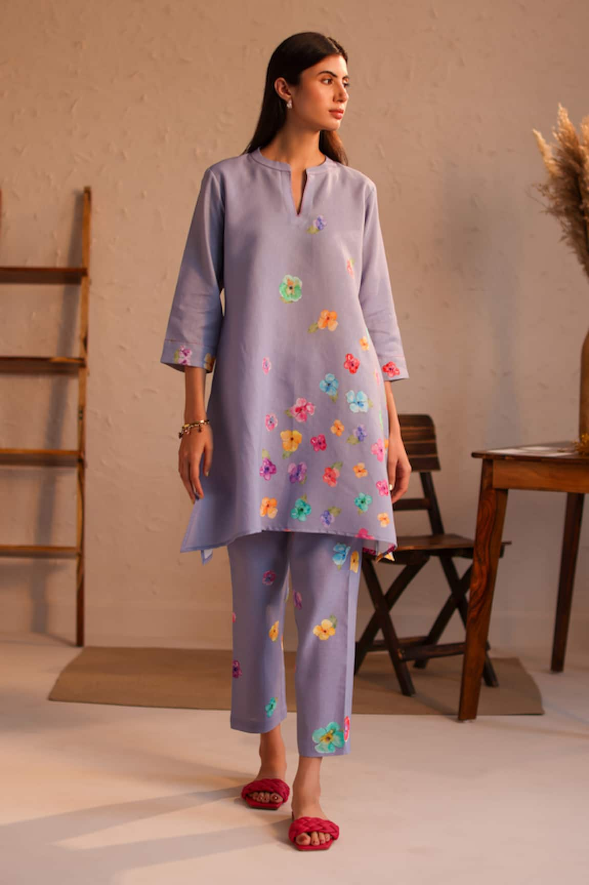 ROZA Limoncello Pancies Flower Pattern Tunic