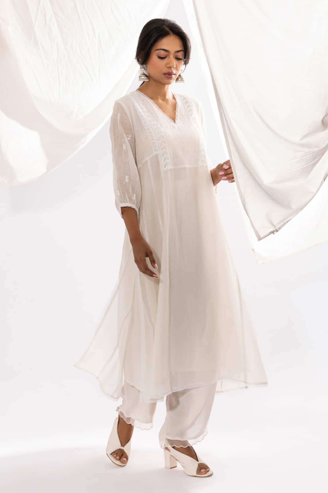 Pants And Pajamas Chikankari Work Kurta & Pant Set