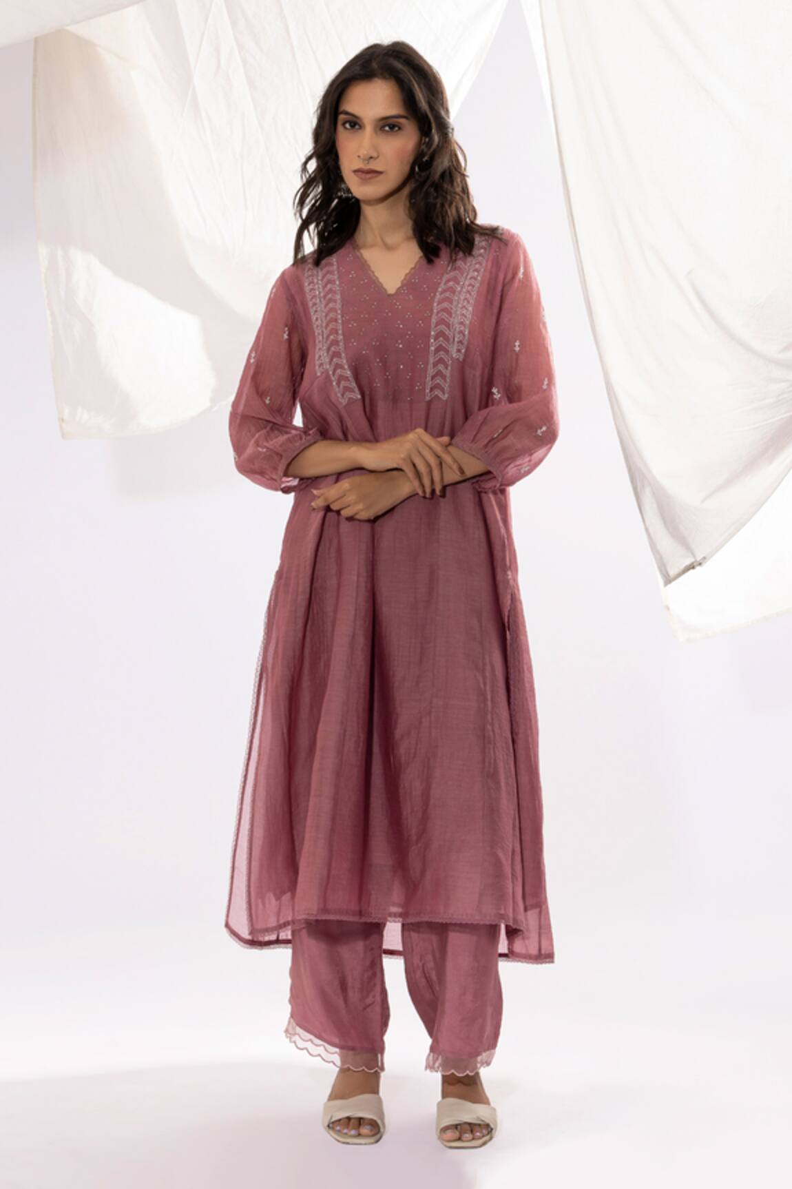 Pants And Pajamas Hand Embroidered Kurta & Pant Set