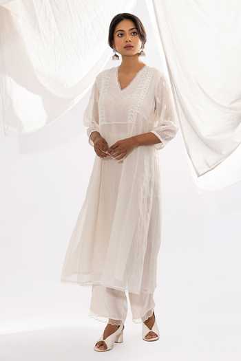 Pants And Pajamas Chikankari Embroidered Kurta 