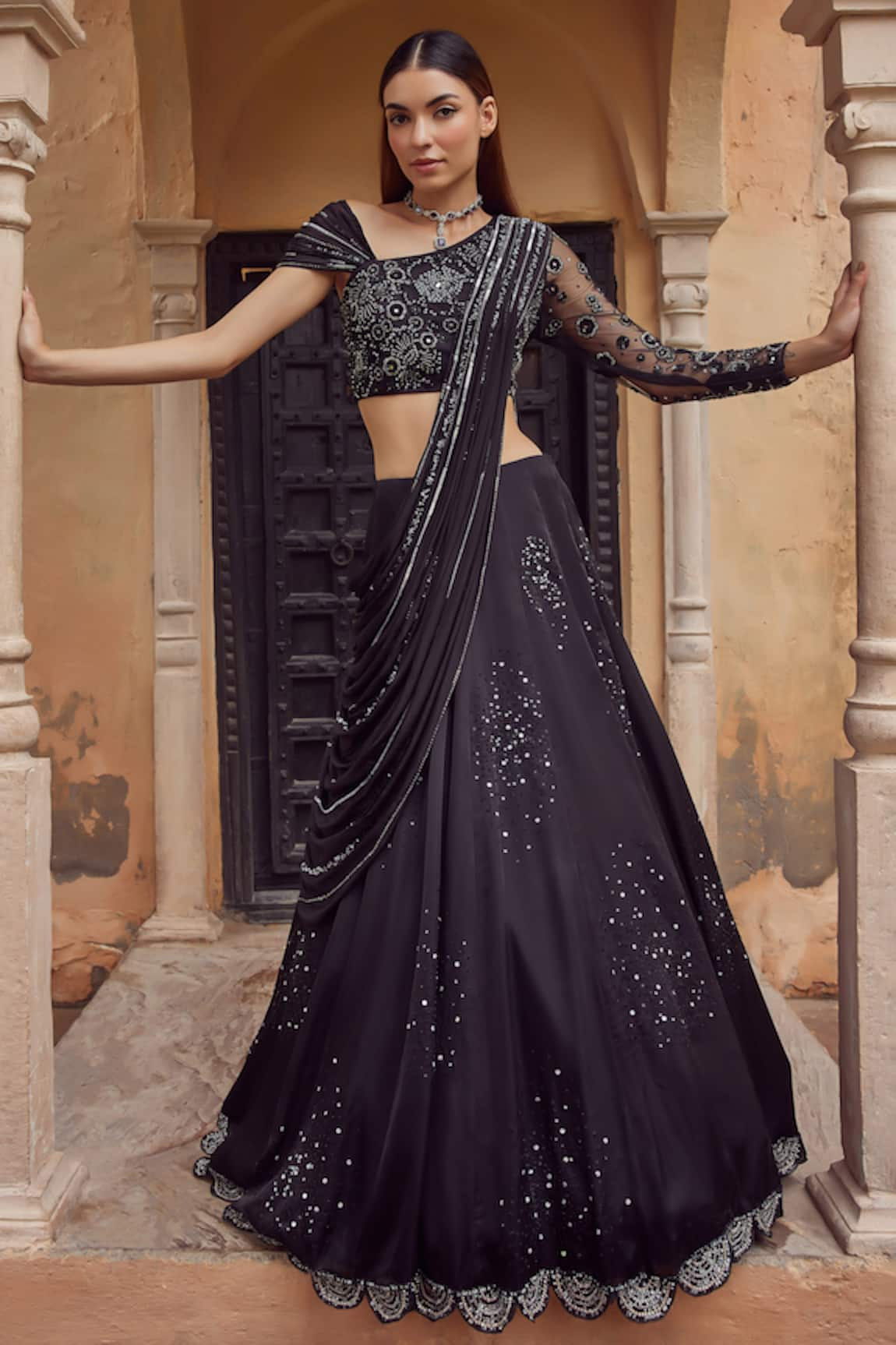 Label RSD Sequin Cluster Embellished Lehenga Set