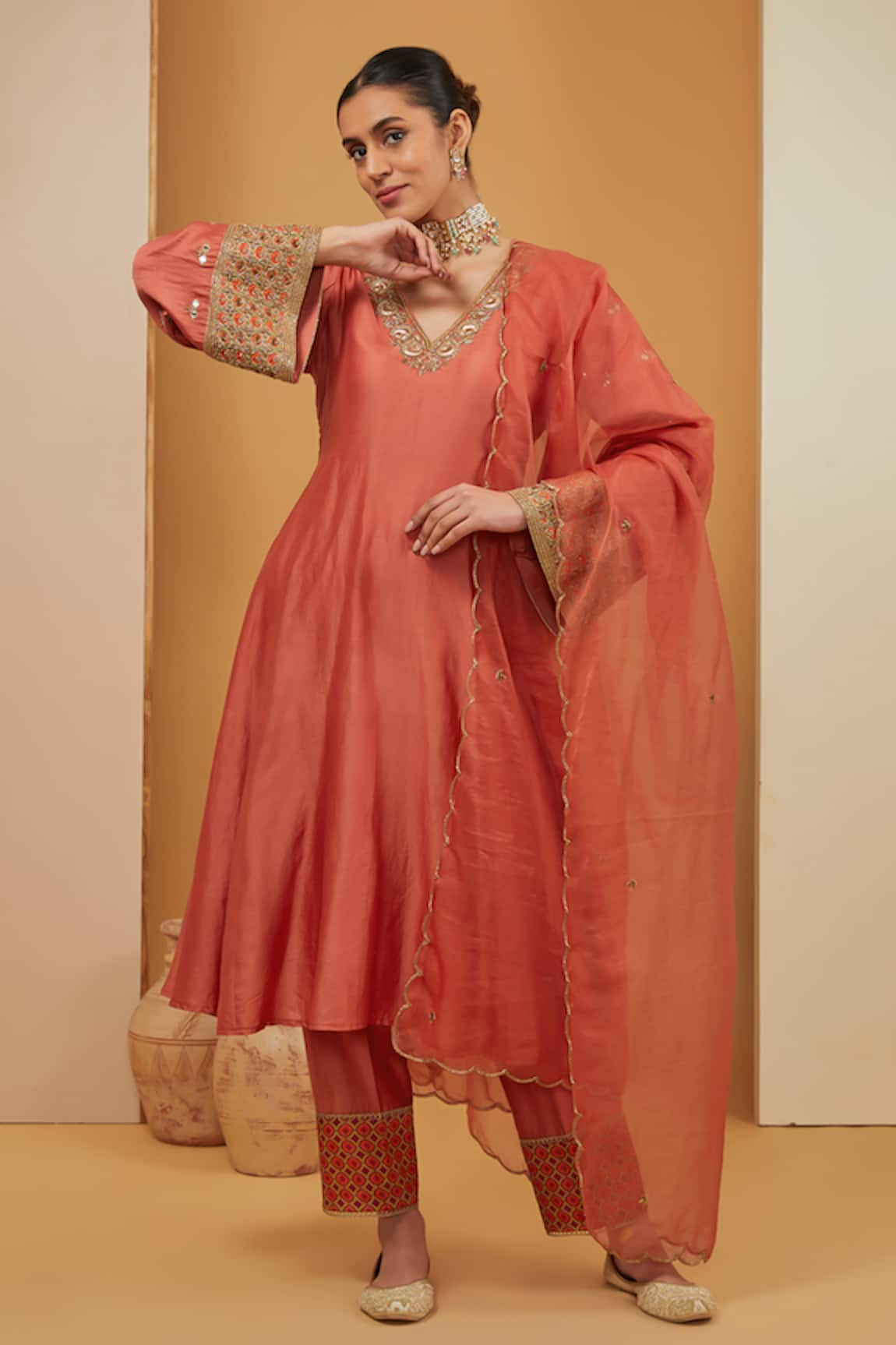 Neha Khullar Placement Embroidered A-Line Kurta Pant Set