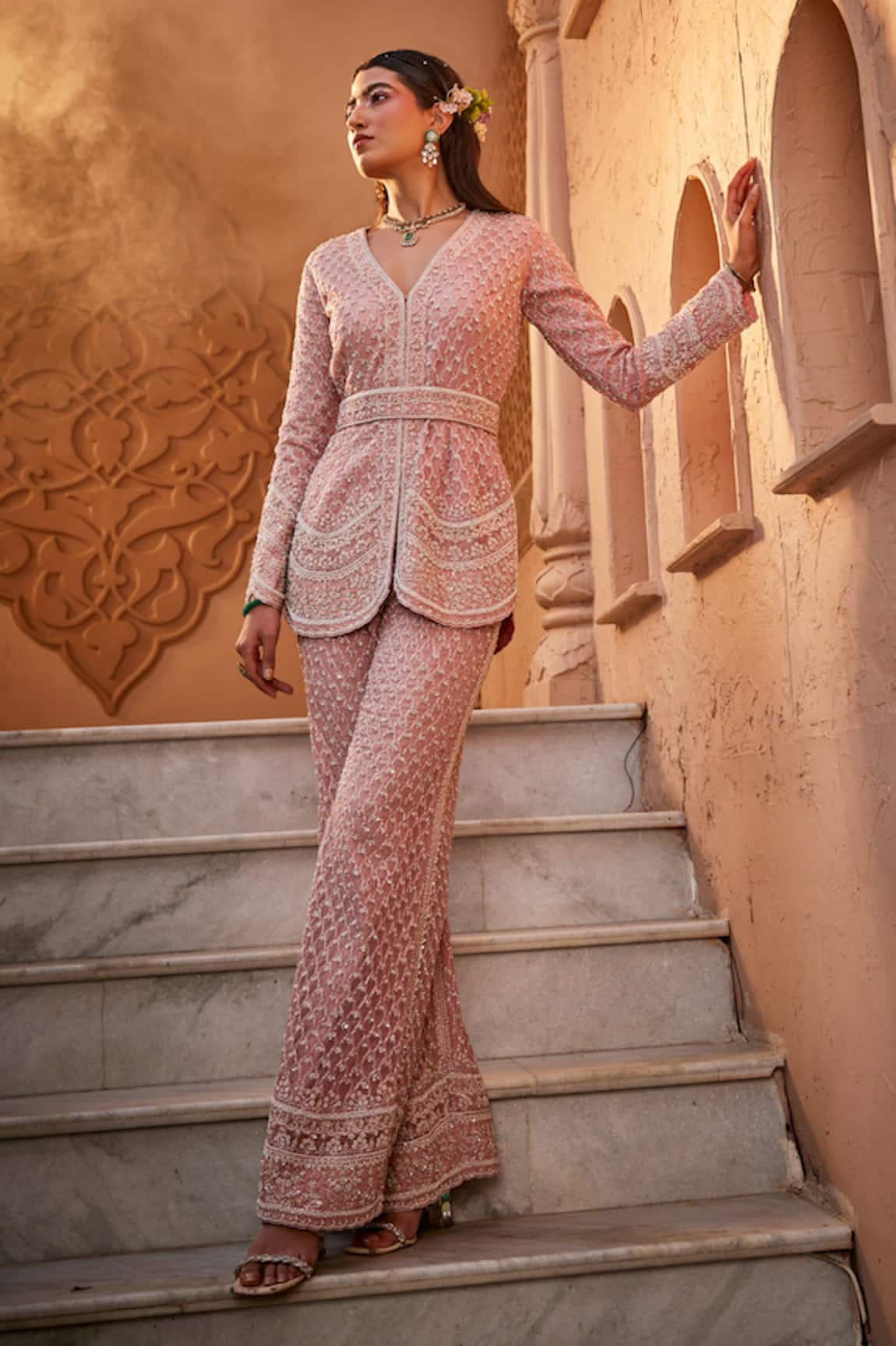 Kaaisha by Shalini Jaali Embroidered Jacket & Pant Set