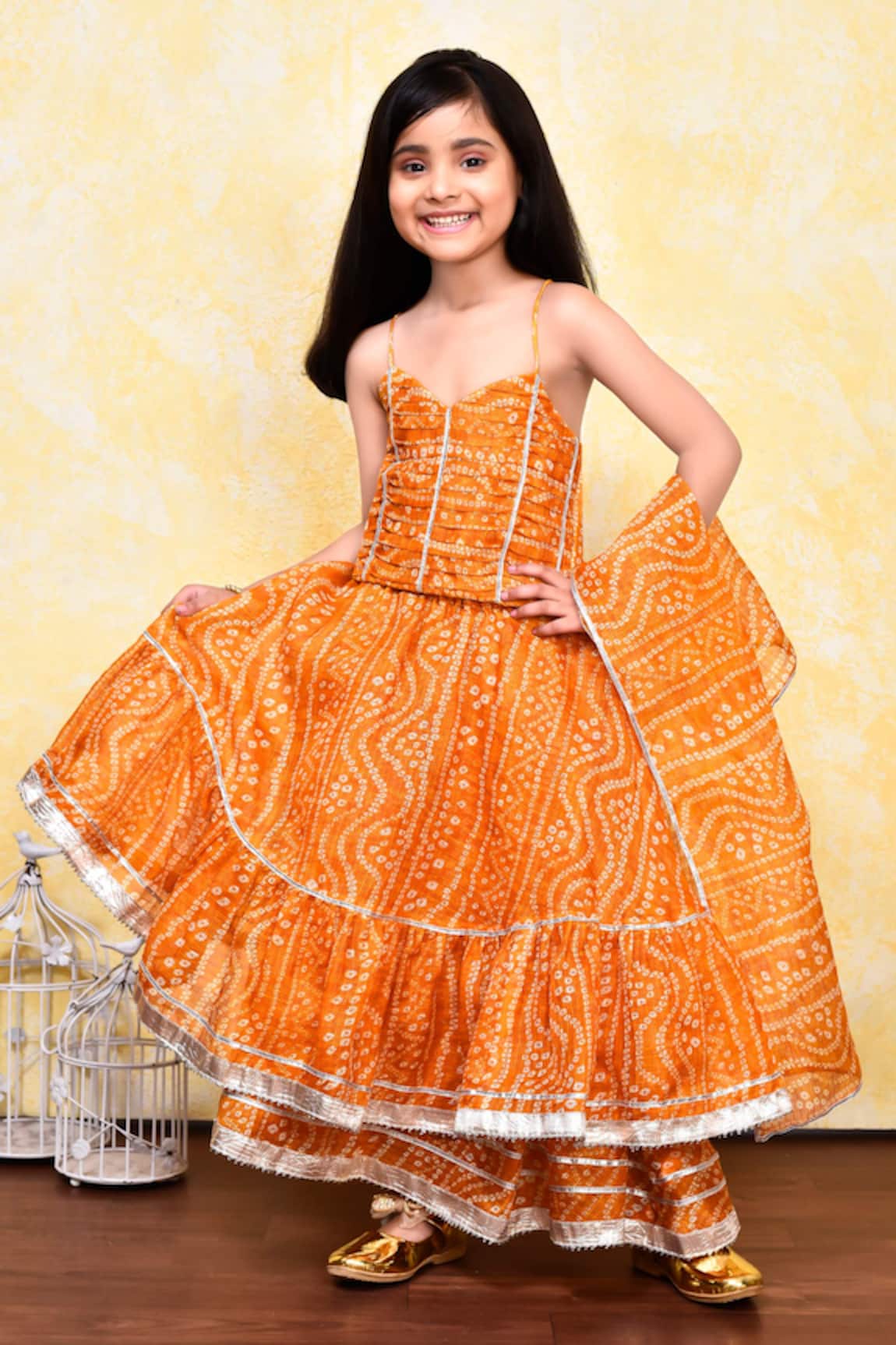 Samyukta Singhania Bandhani Print Layered Lehenga Set 