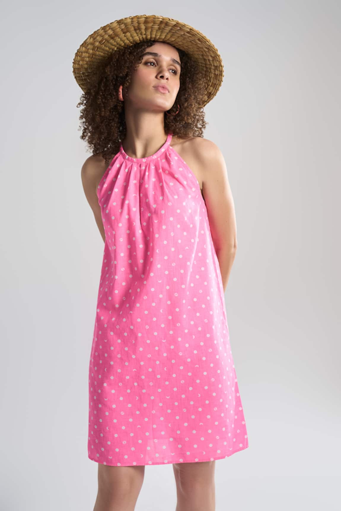 Terra Luna Lunar Polka Print Halter Dress
