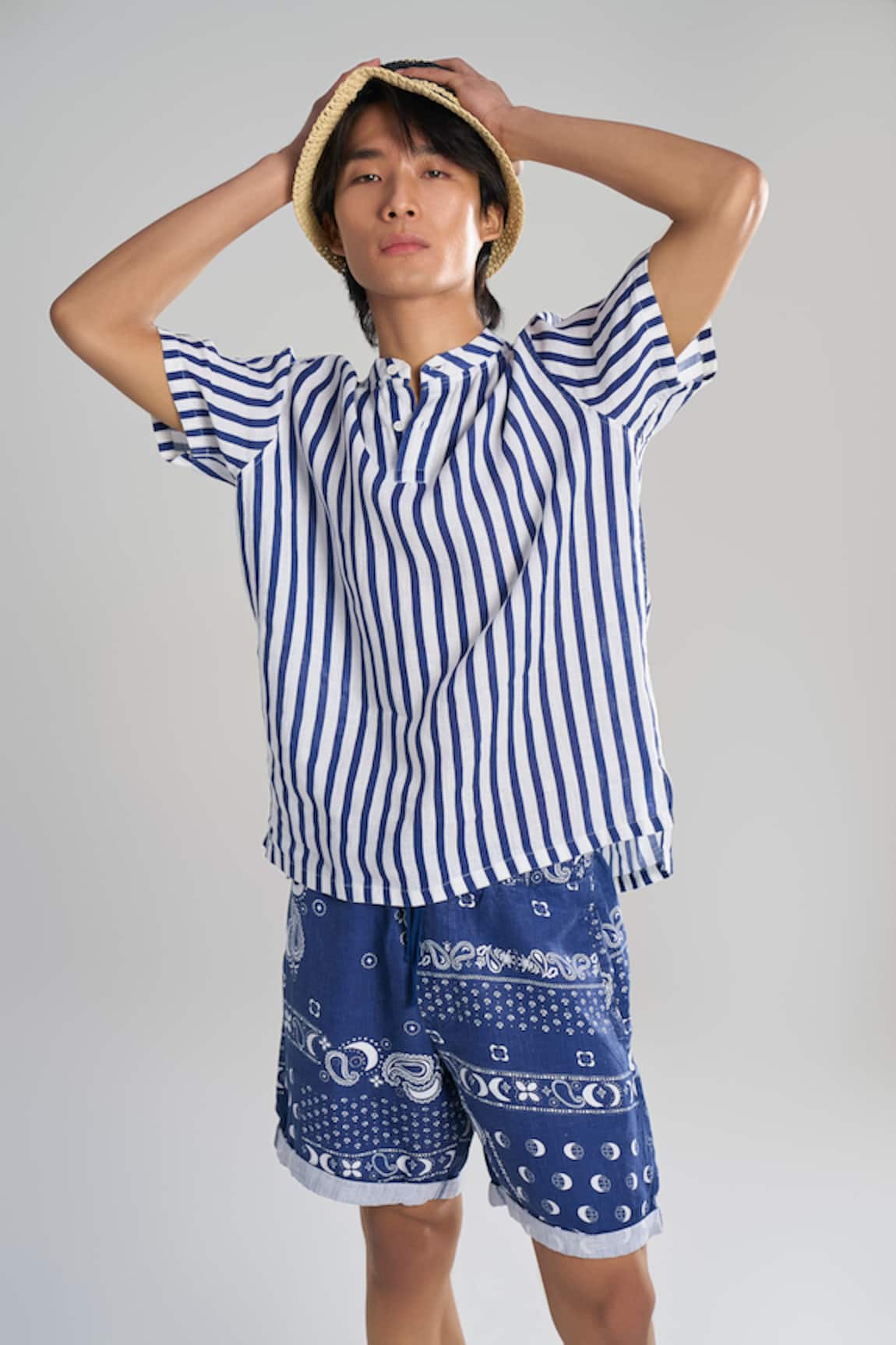 Terra Luna Cabana Stripe Pattern Woven T-Shirt