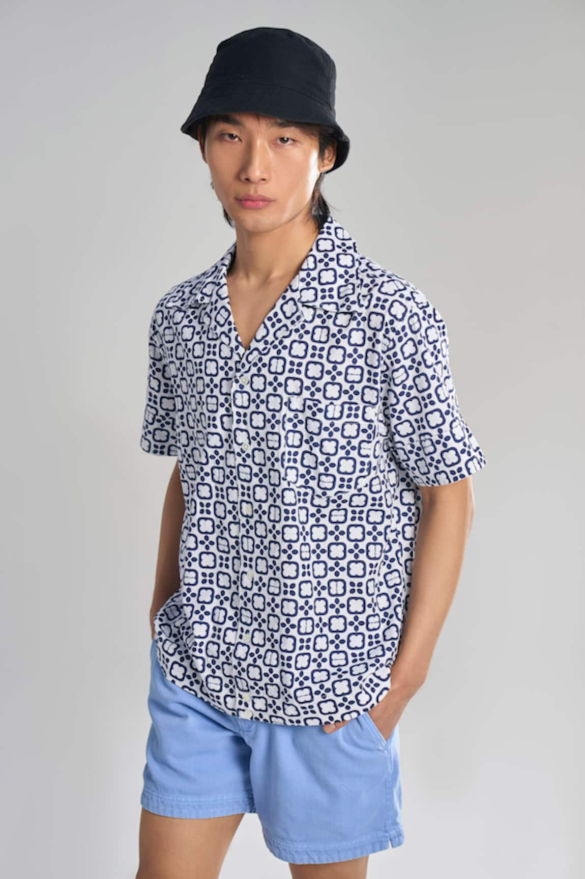 Terra Luna Vacay Camp Geometric Pattern Shirt