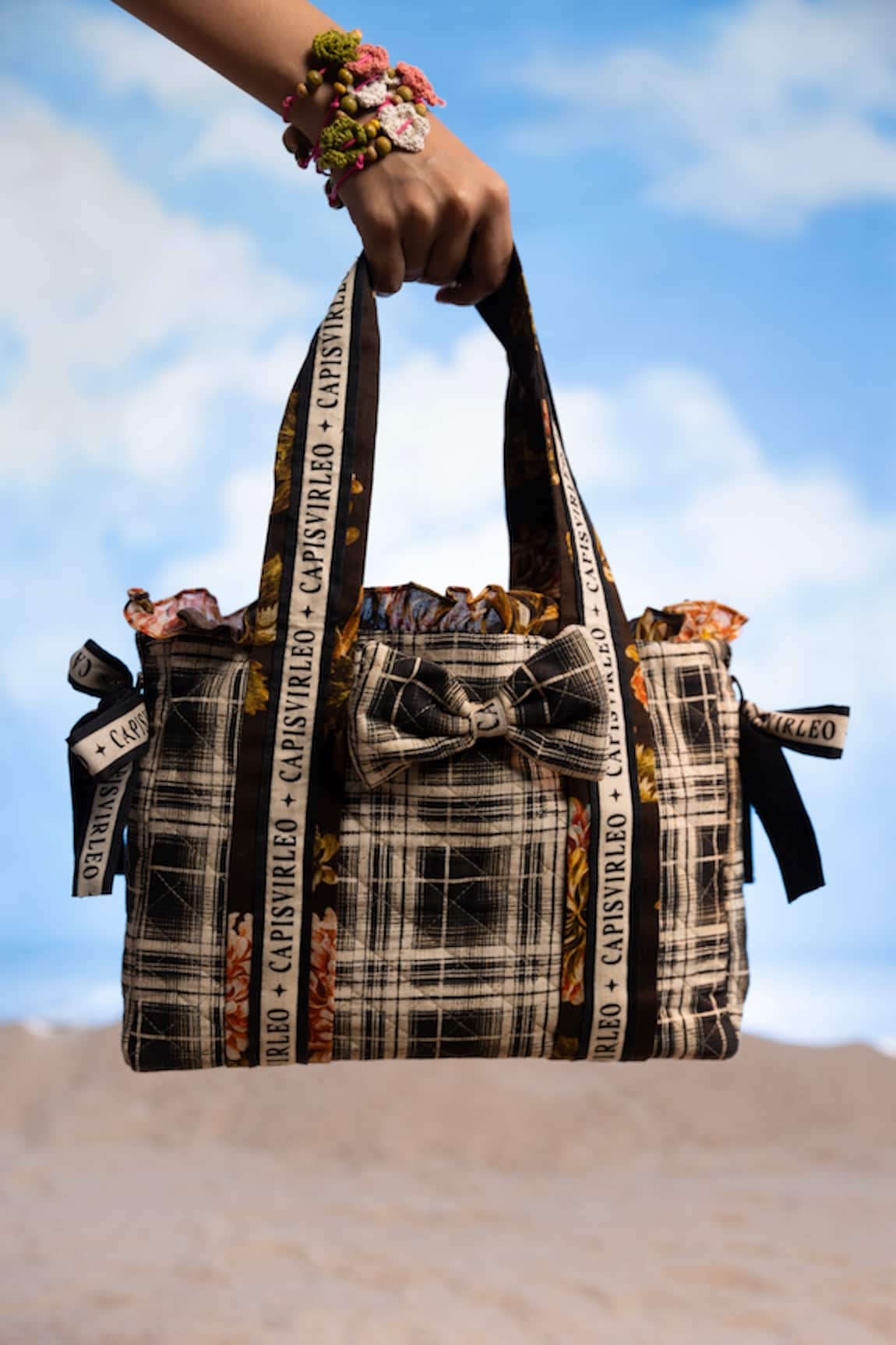 Capisvirleo Baga Cotton Checkered Print Bag