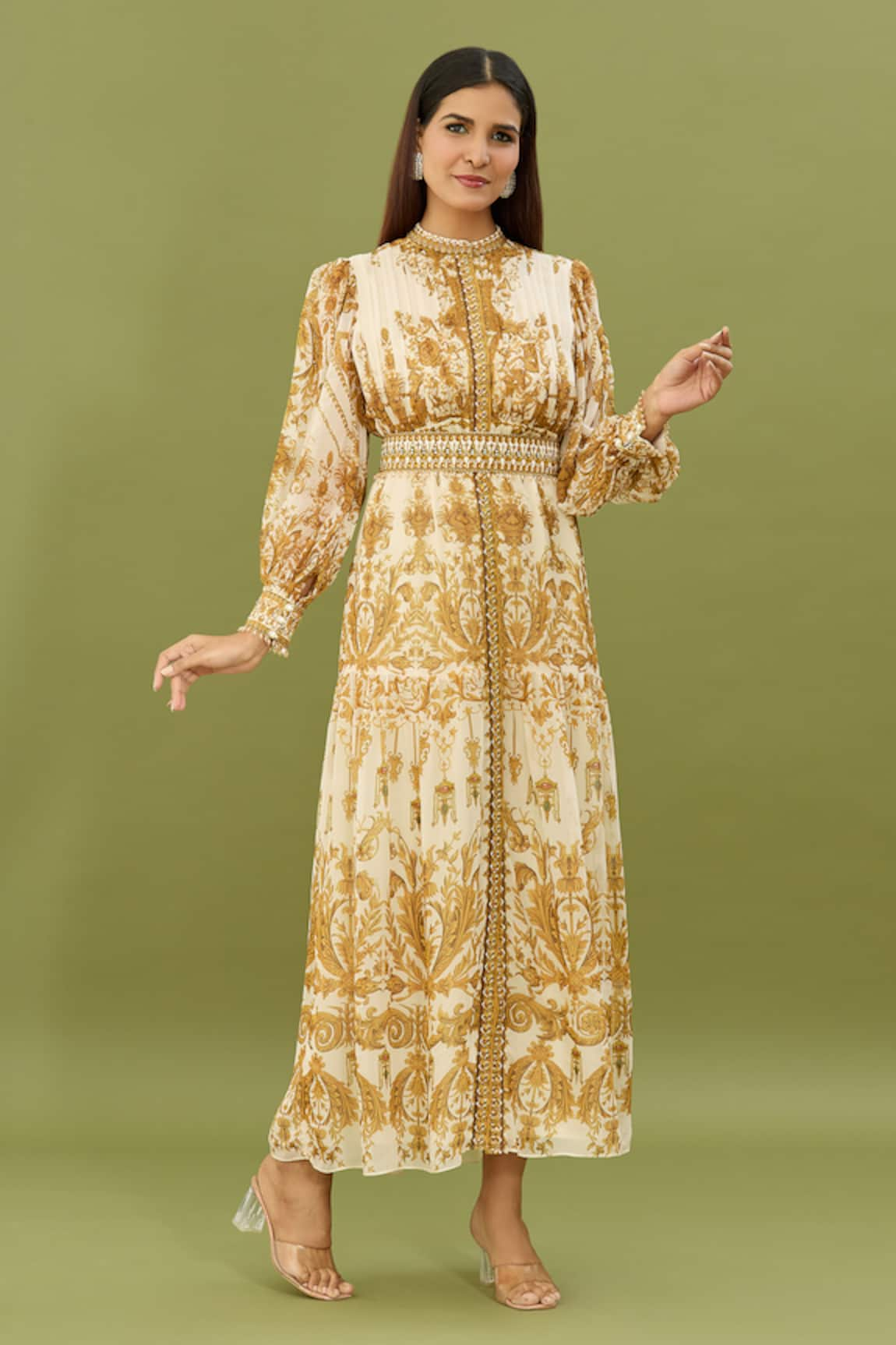 NIRRAAMYAA Floral Jaal Print Dress