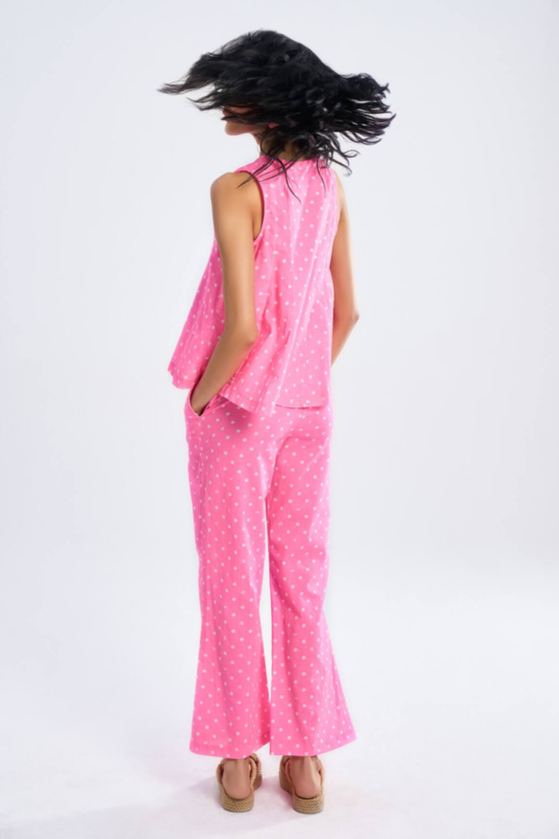 Terra Luna Lunar Polka Dot Print Flared Pant 